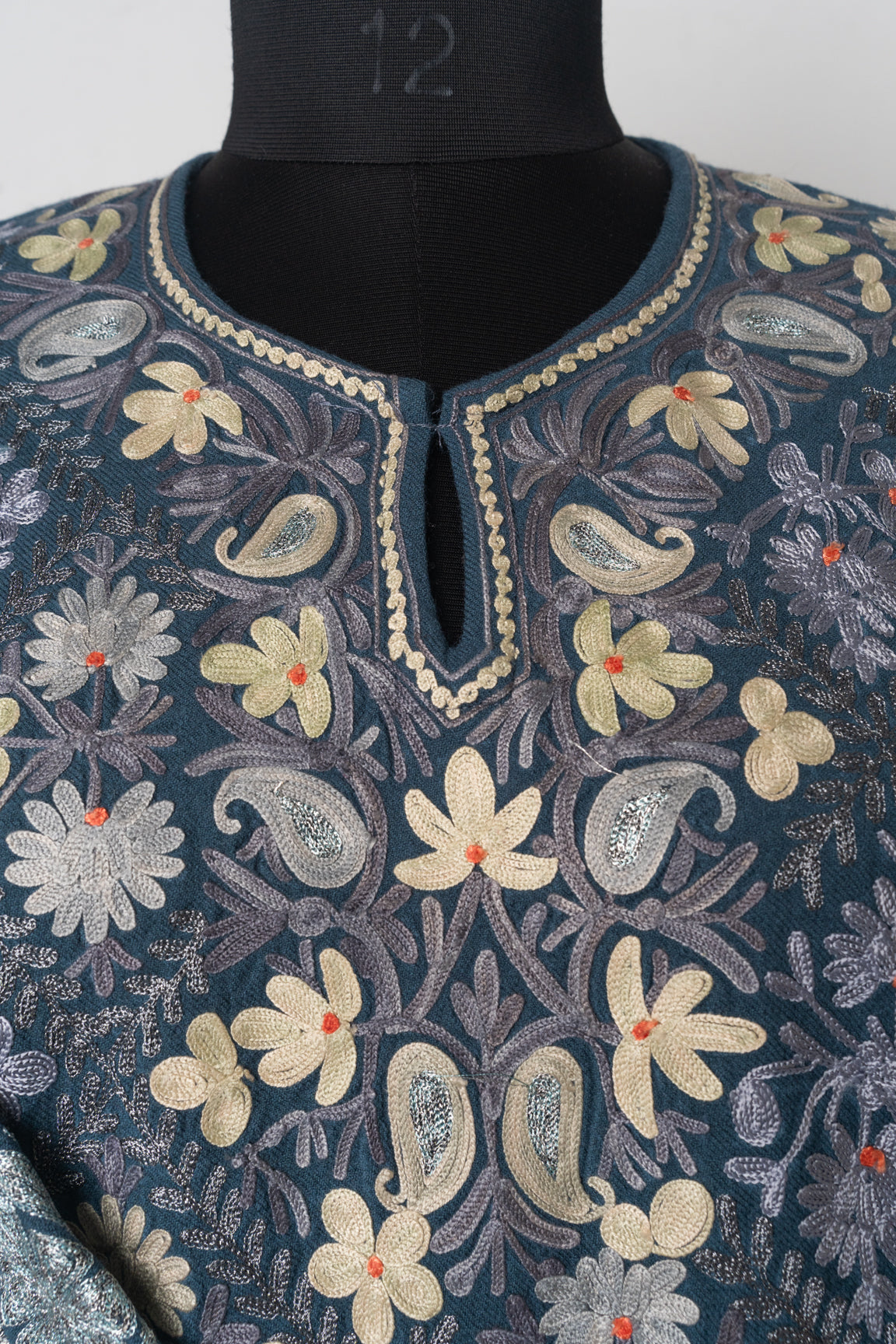 Twilight Blossom Kashmiri Pheran with Aari Embroidery