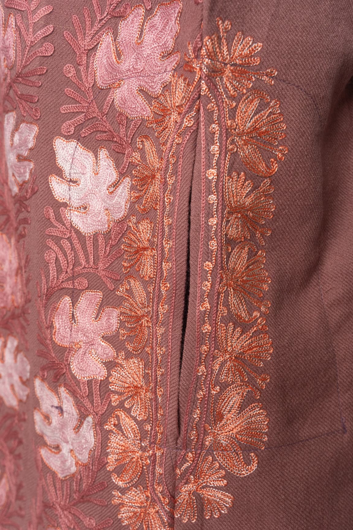 Dusky Rose Kashmiri Pheran with Aari Embroidery
