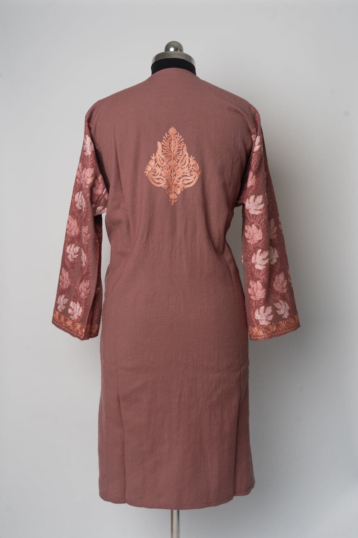 Dusky Rose Kashmiri Pheran with Aari Embroidery