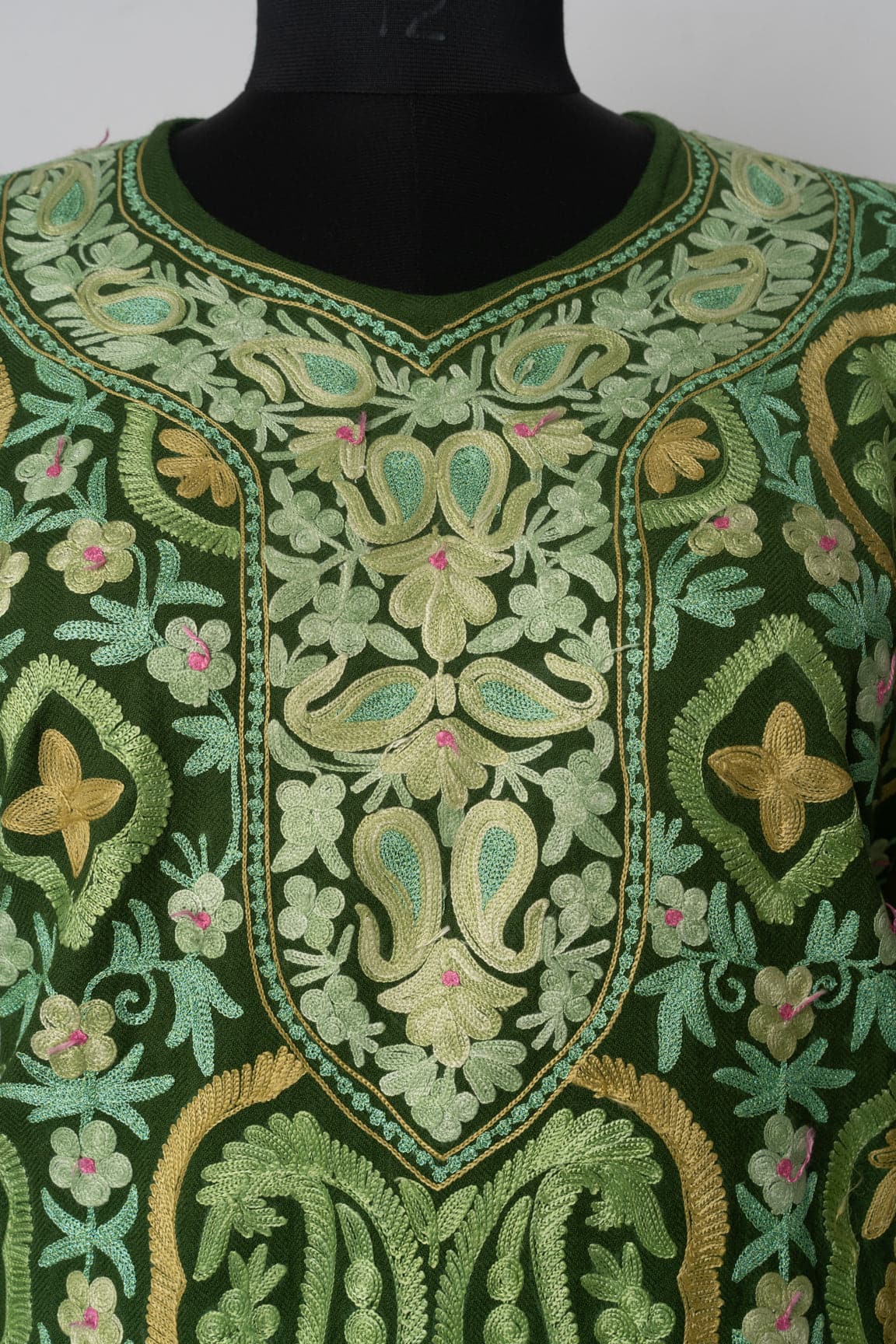 Emerald Garden Kashmiri Pheran with Aari Embroidery