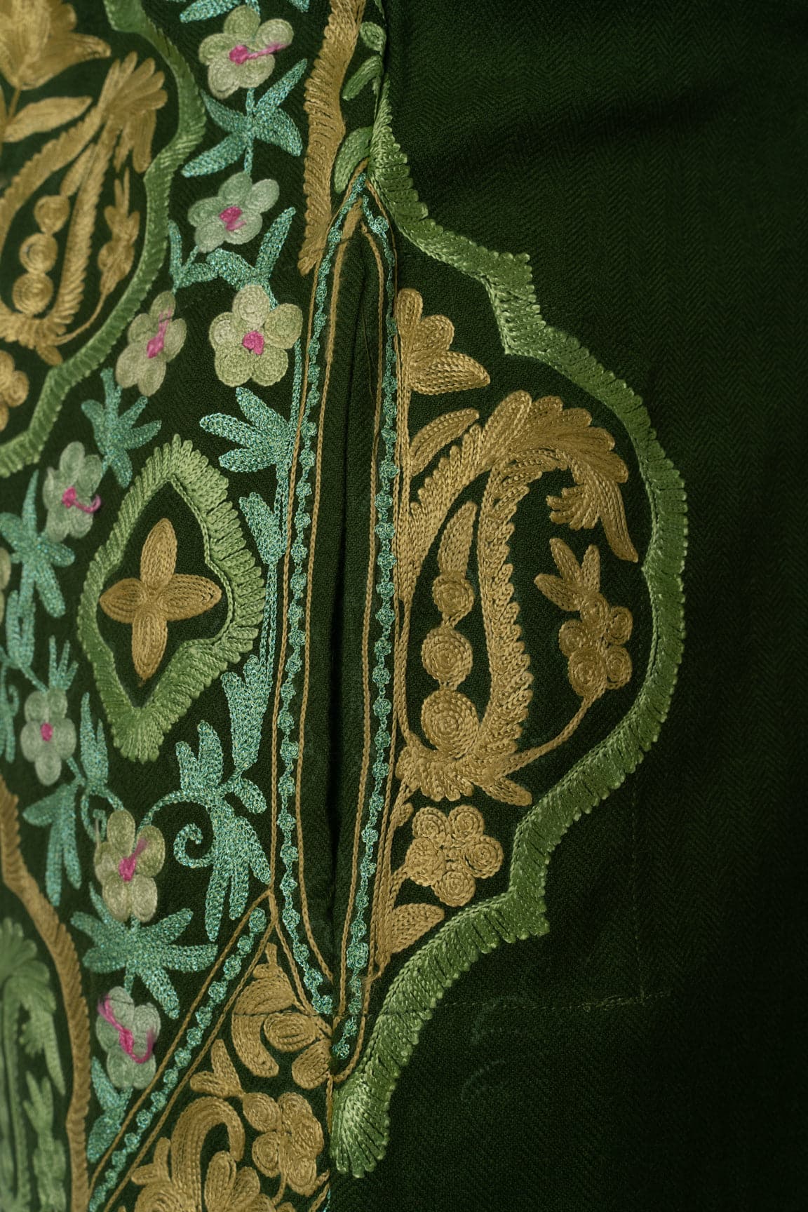 Emerald Garden Kashmiri Pheran with Aari Embroidery