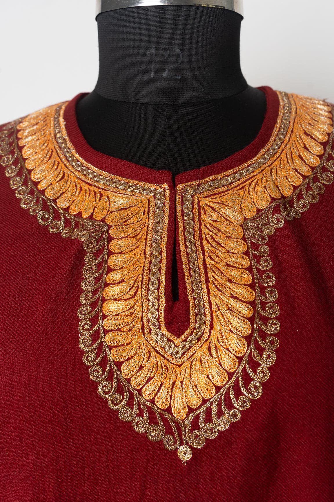 Crimson Regal Kashmiri Pheran with Tilla Embroidery