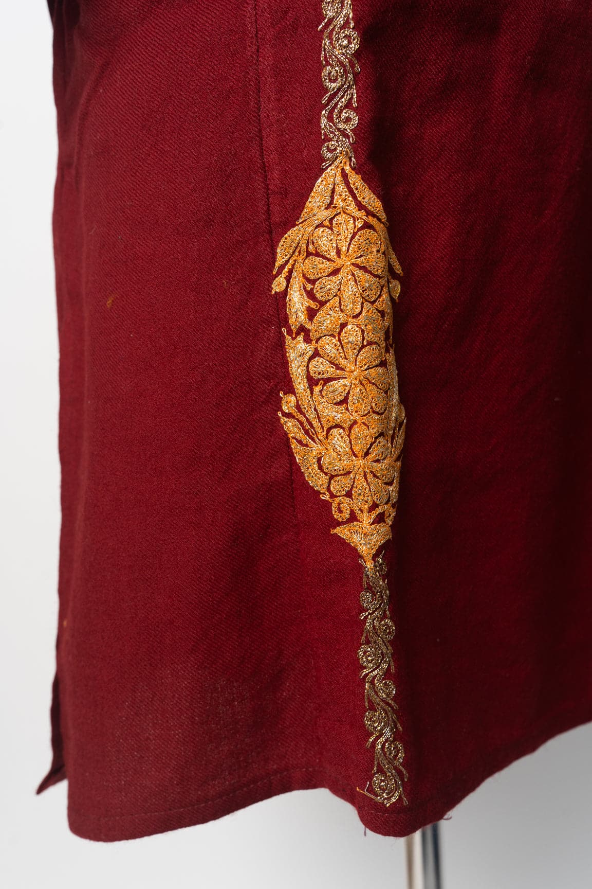 Crimson Regal Kashmiri Pheran with Tilla Embroidery