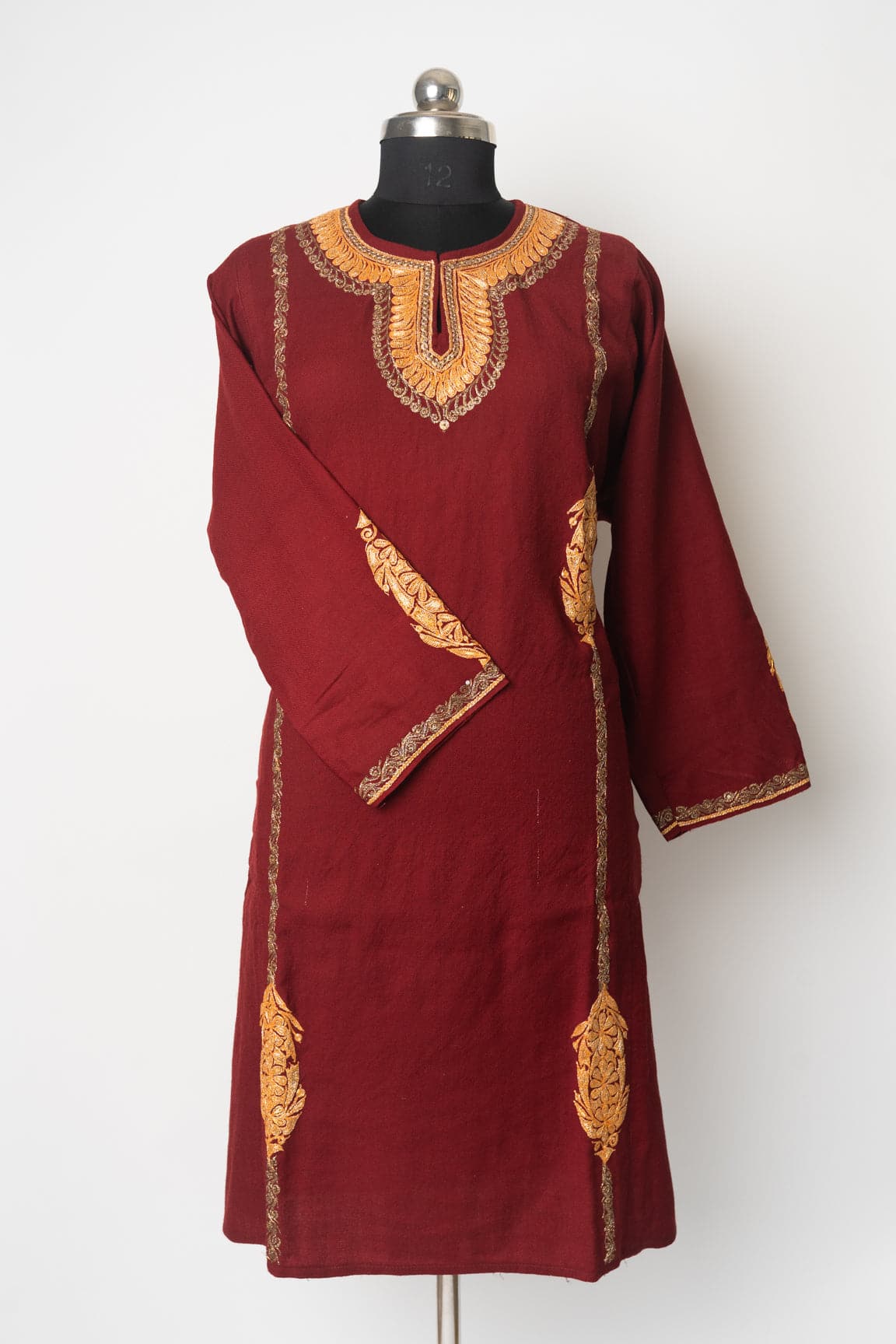 Crimson Regal Kashmiri Pheran with Tilla Embroidery