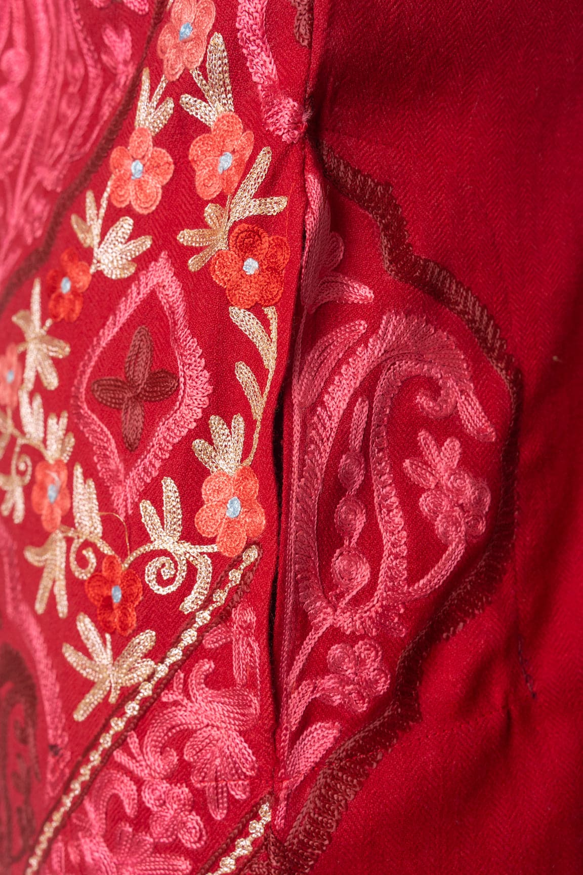 Crimson Radiance Kashmiri Pheran with Aari Embroidery