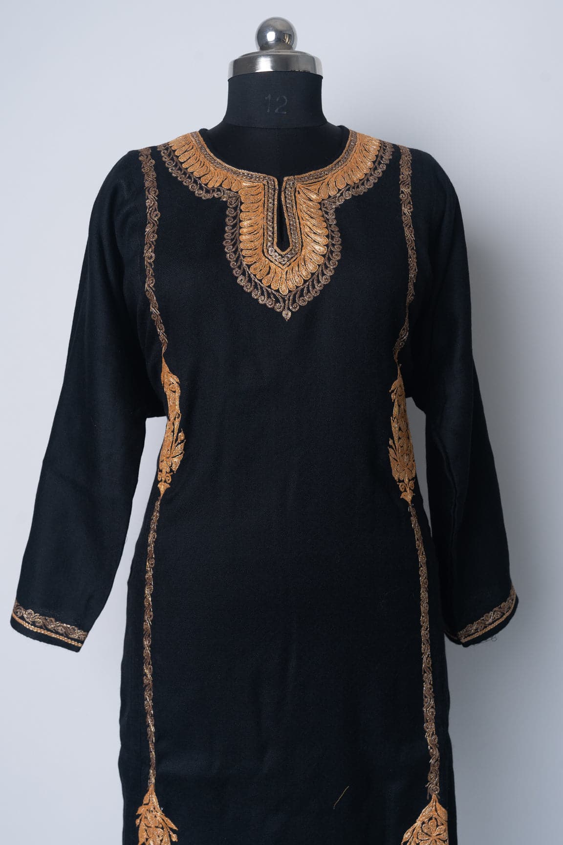 Ebony Elegance Kashmiri Pheran with Tilla Embroidery