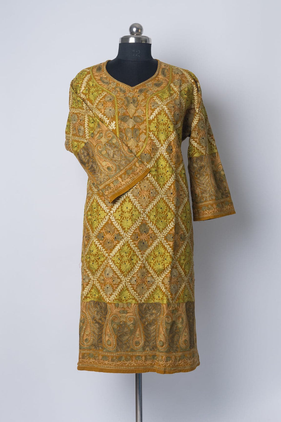 Golden Harvest Kashmiri Pheran with Aari Embroidery