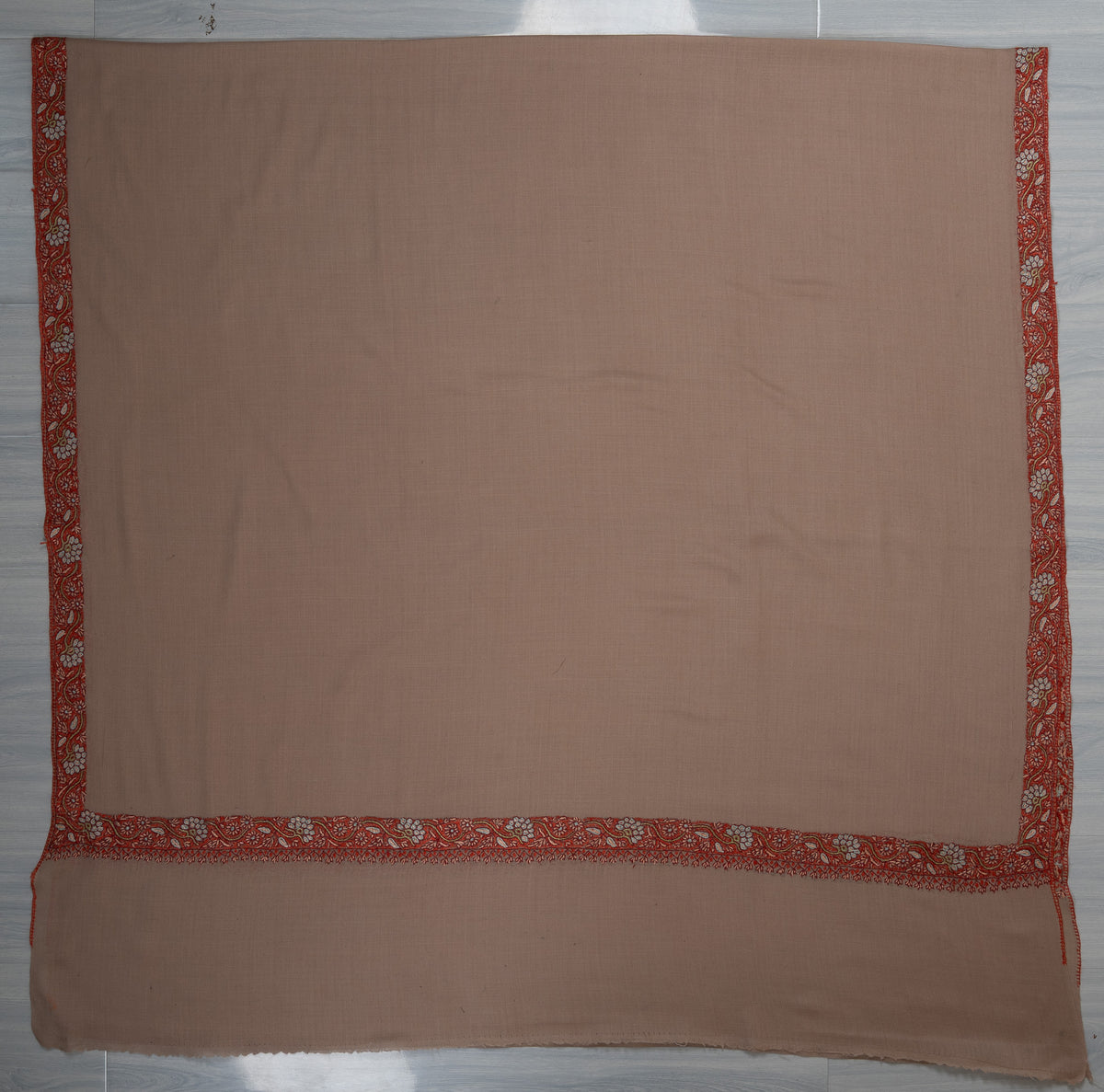 Almond Blush — 2.5 Yards Sozni Hand-Embroidered Shawl
