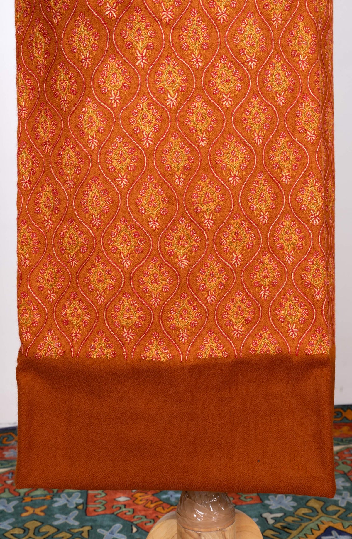 Sozni Hand Embroidered Suit in Fine Merino Wool Amber Glow