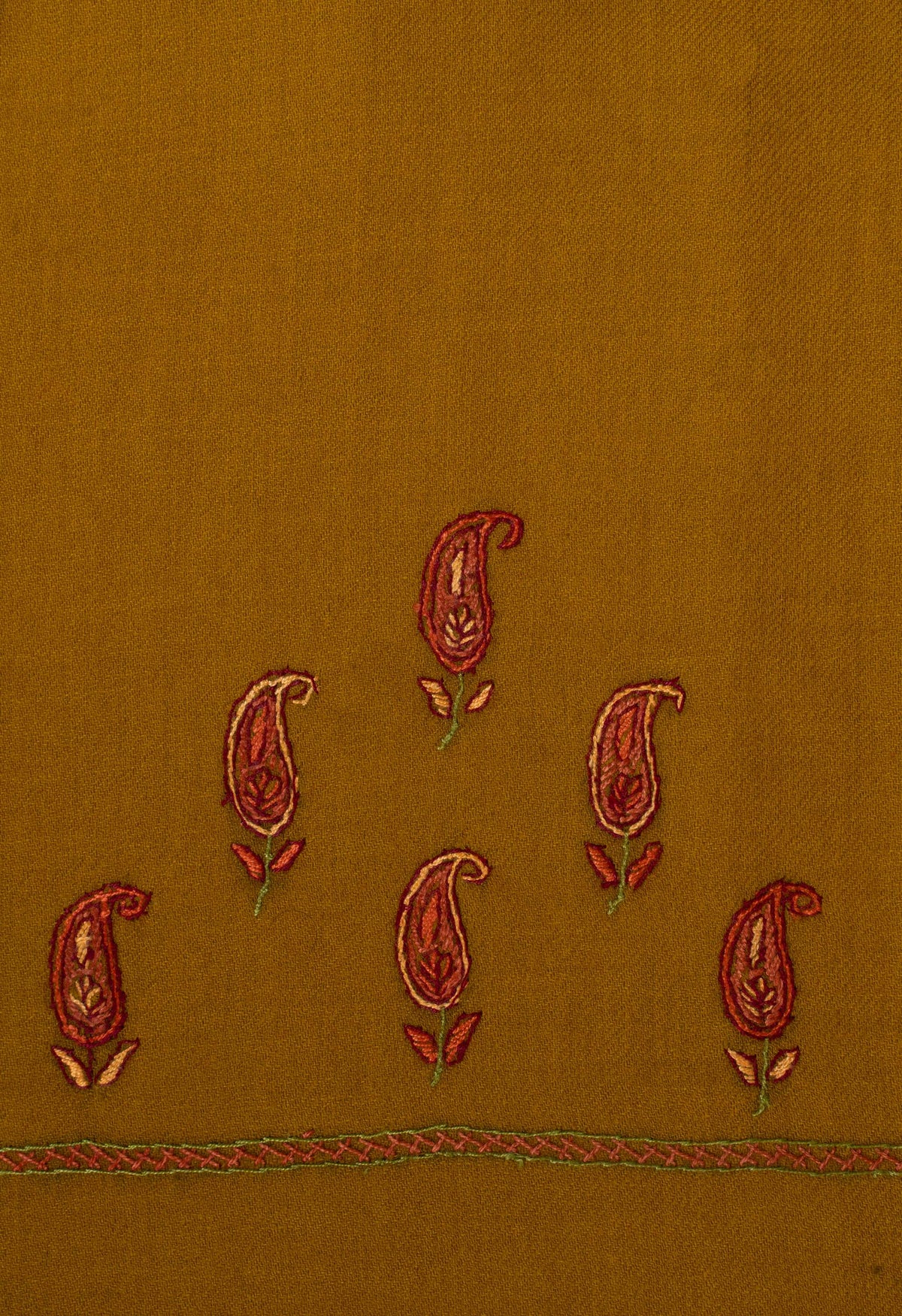 Saffron Gold Sozni Hand Embroidered Suit in Fine merino wool