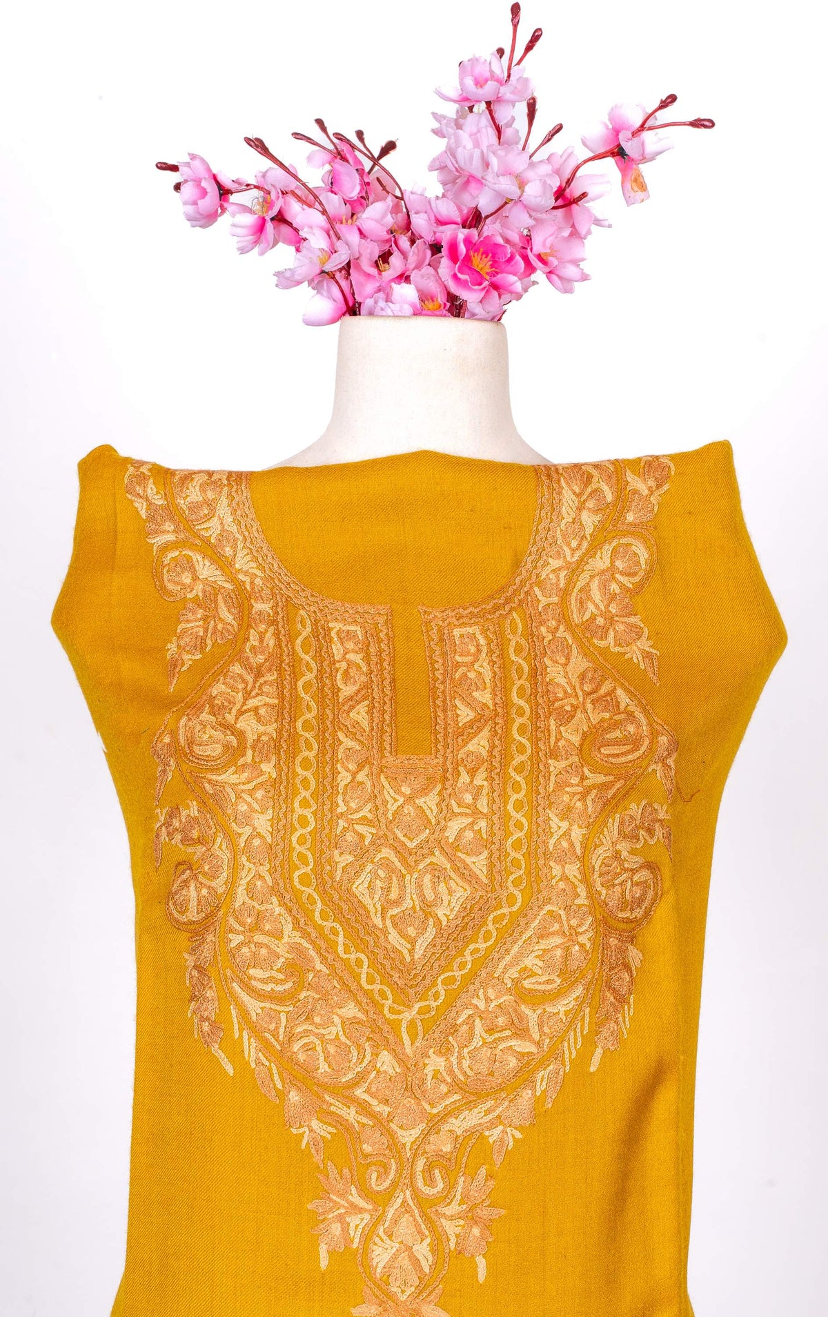 Golden Harvest Sozni Hand Embroidered Suit in Fine merino wool