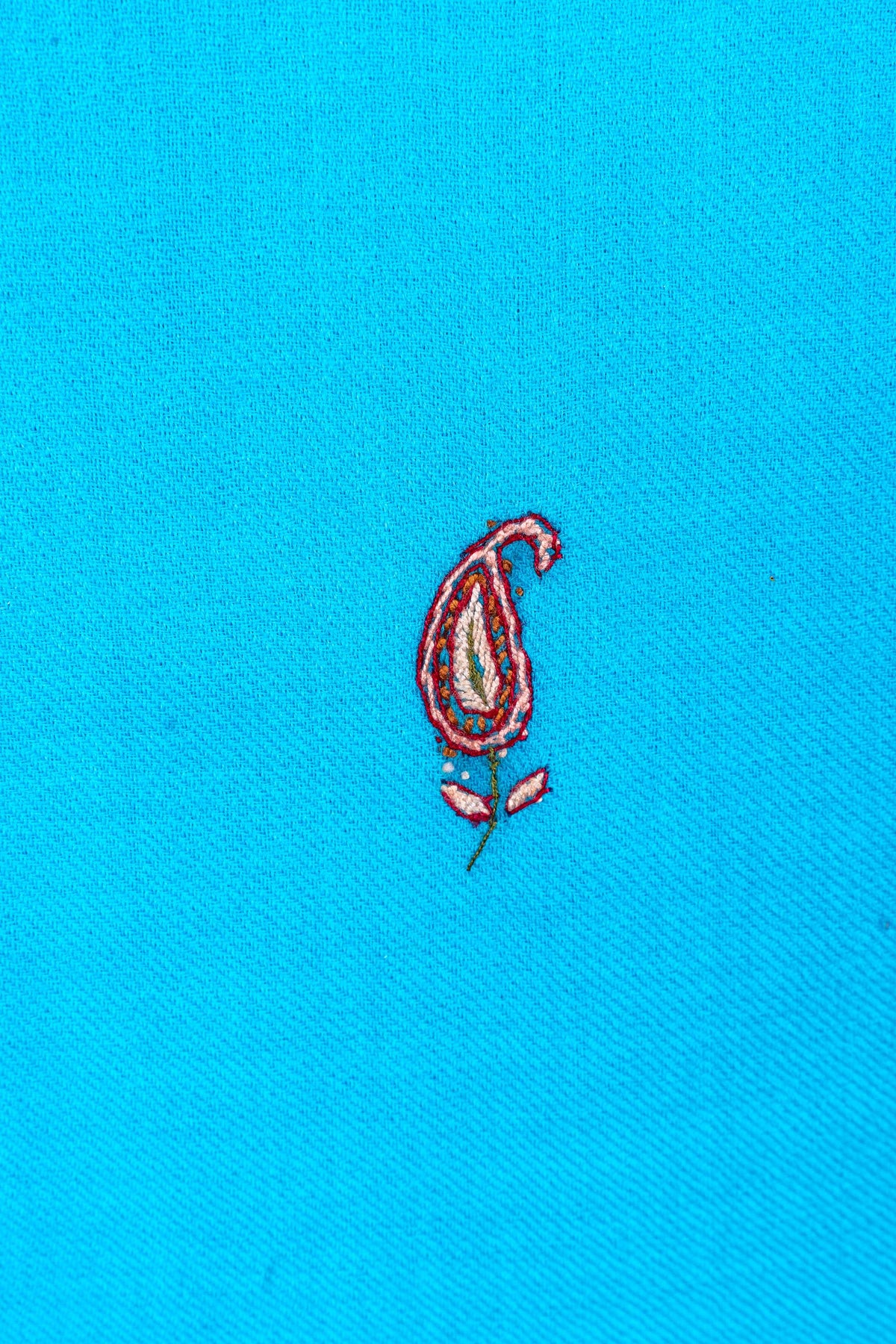 Azure Calm Sozni Hand Embroidered Suit in Fine merino wool