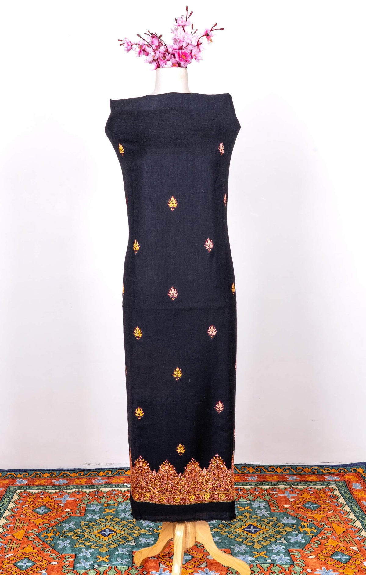 Charcoal Grace Sozni Hand Embroidered Suit in Fine merino wool