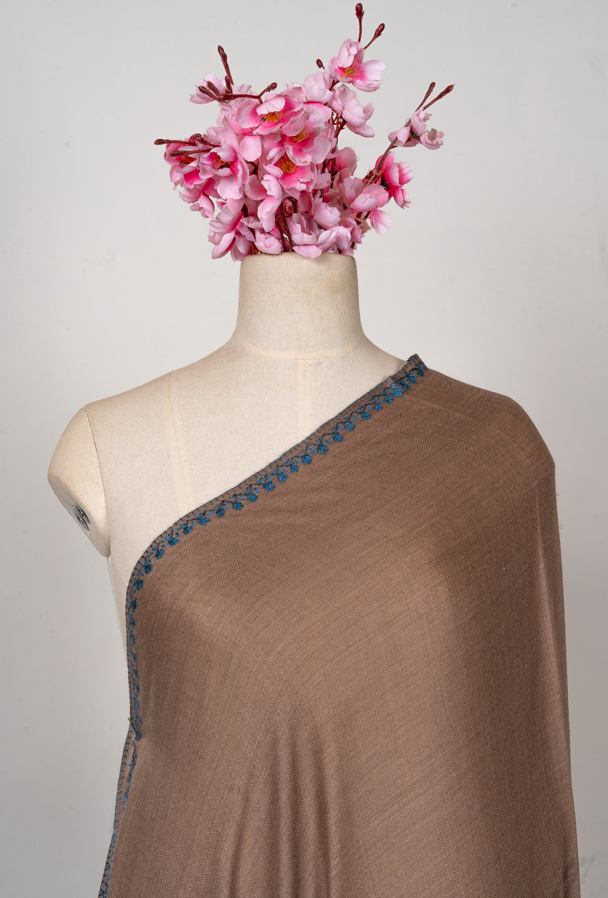 Cocoa Night — 2.5 Yards Sozni Hand-Embroidered Shawl