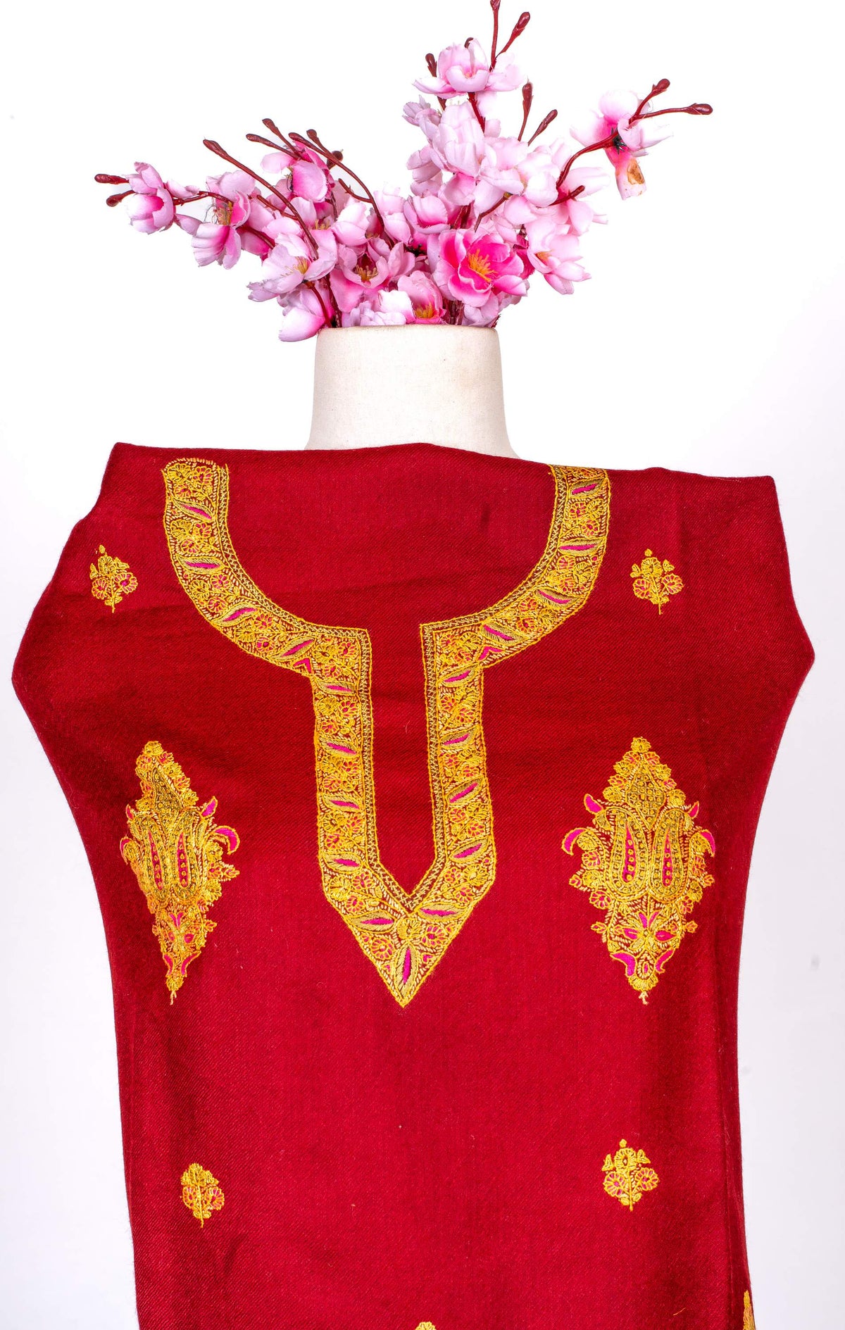Crimson Heritage Sozni Hand Embroidered Suit in Fine merino wool