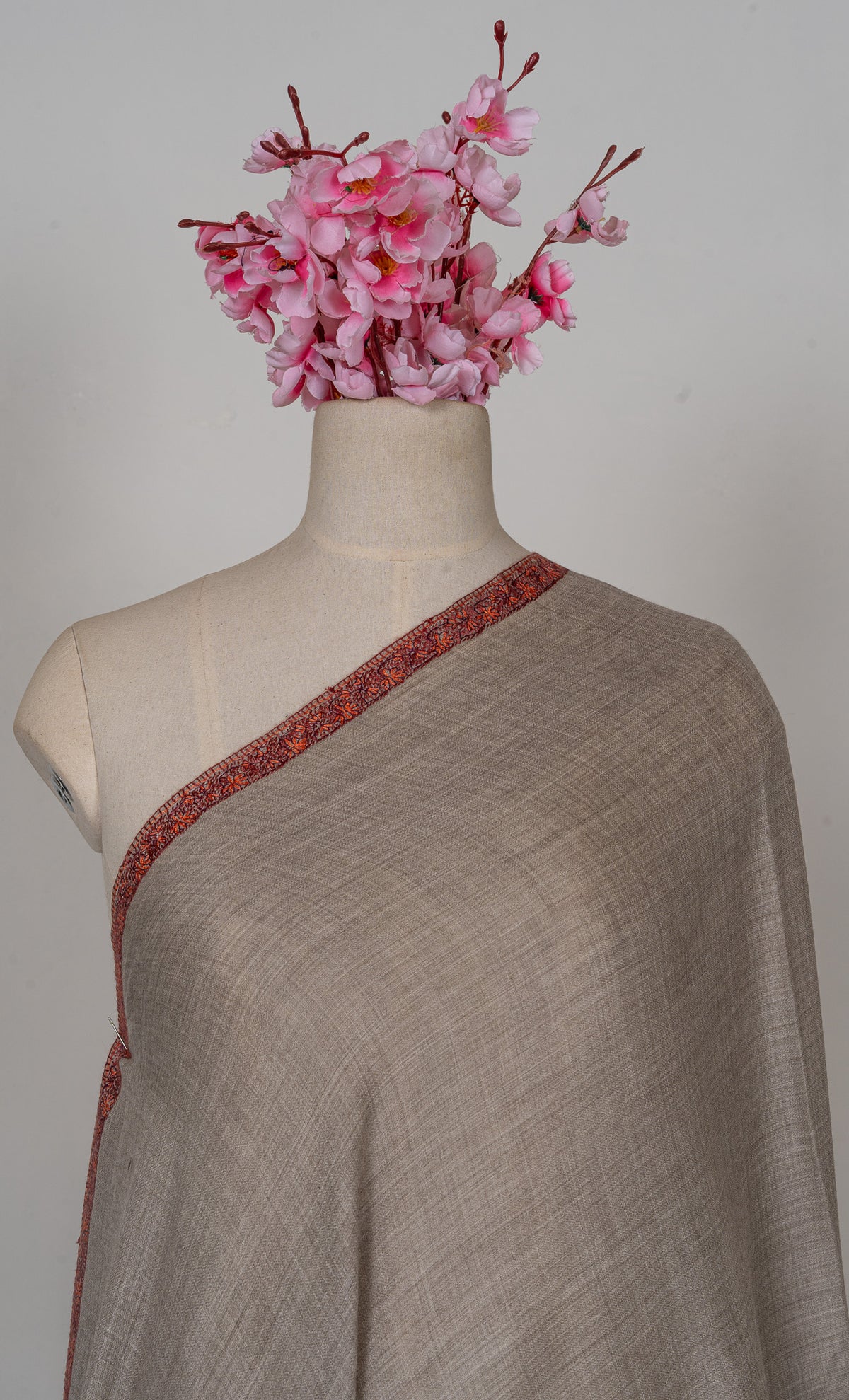 Desert Rose — 2.5 Yards Sozni Hand-Embroidered Shawl