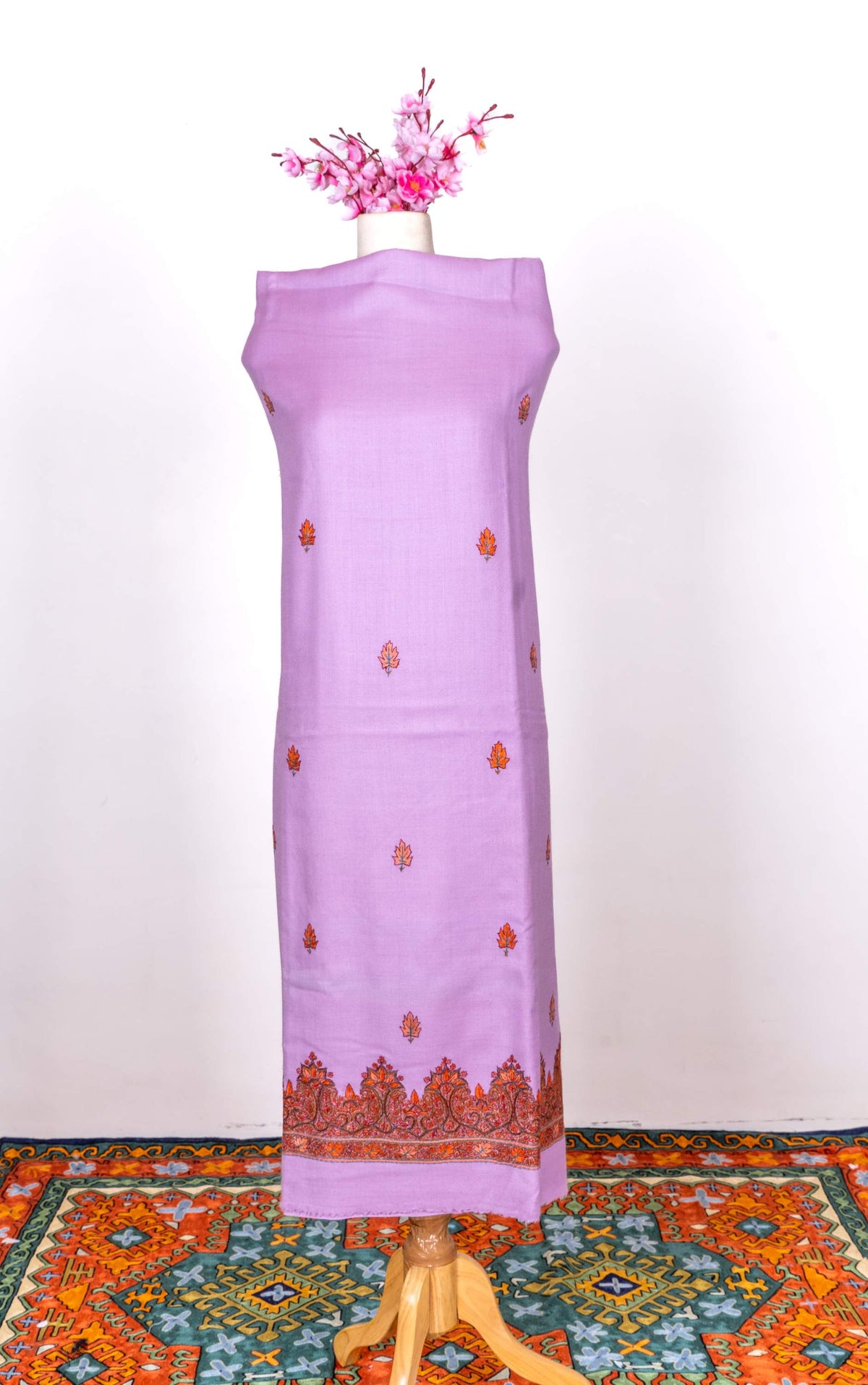 Lilac Whisper Sozni Hand Embroidered Suit in Fine merino wool
