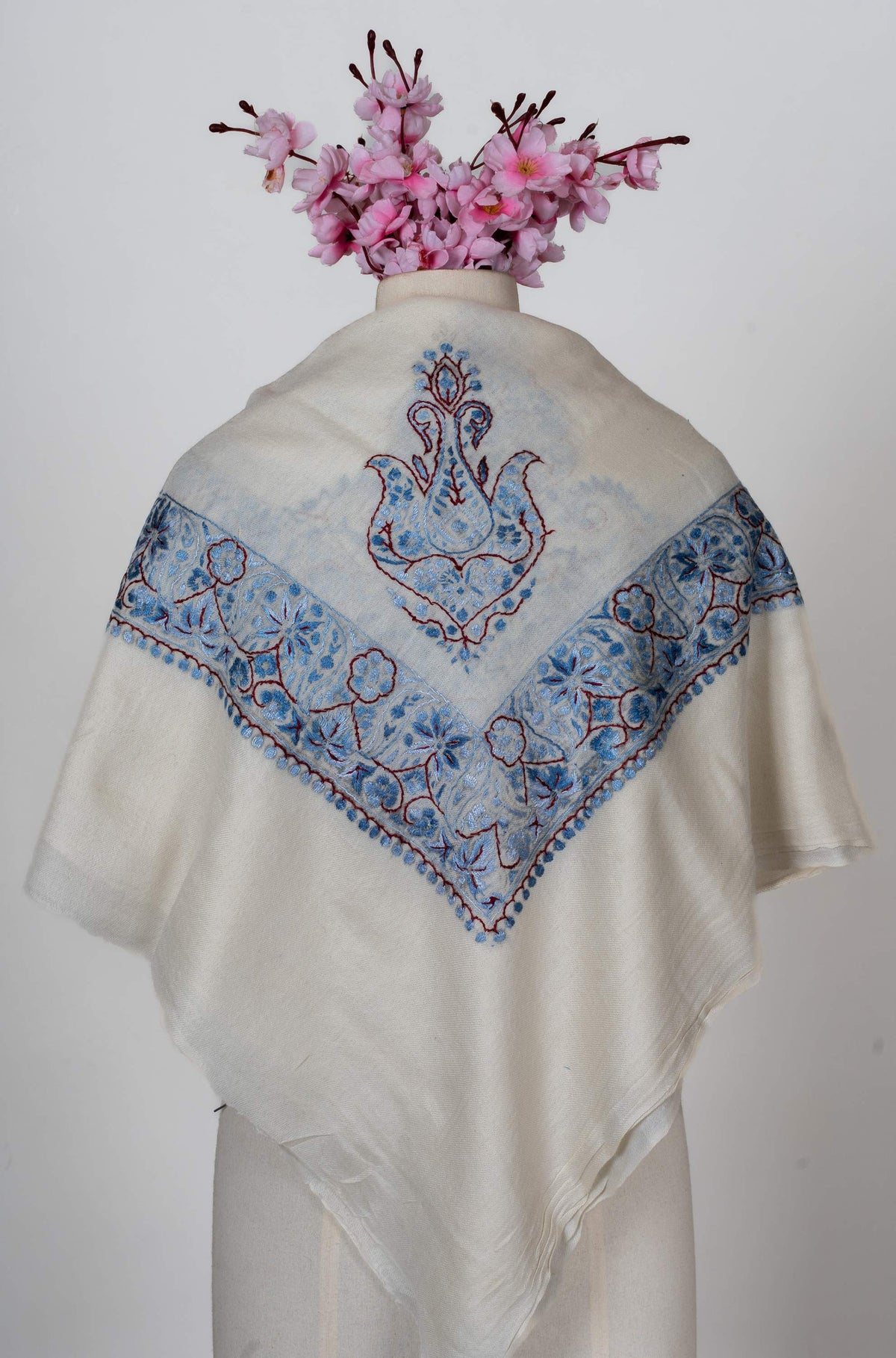 Azure Bloom Rumal 58 inches — Sozni Hand Embroidered