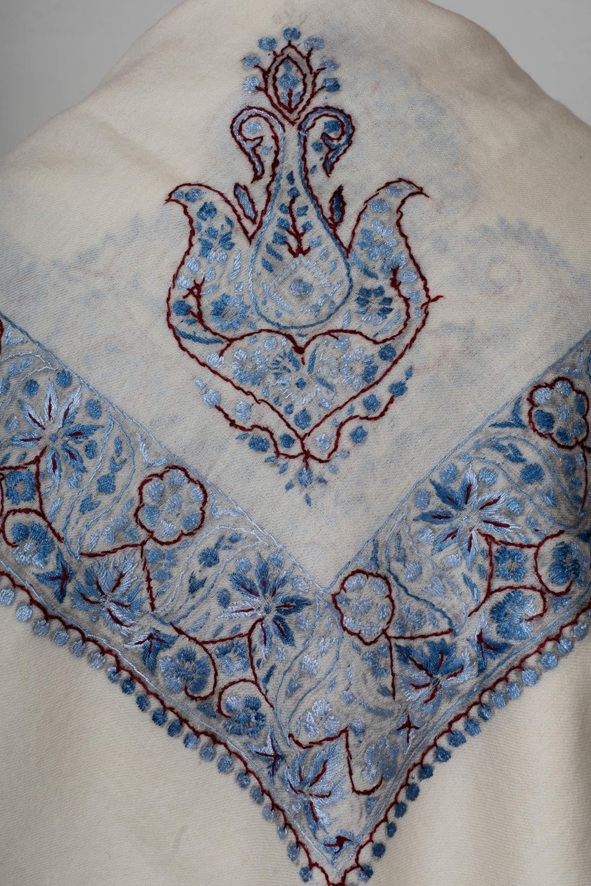 Azure Bloom Rumal 58 inches — Sozni Hand Embroidered