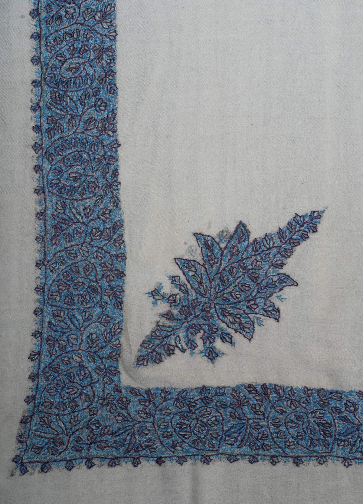 Azure Leaf Rumal 58 inches — Sozni Hand Embroidered