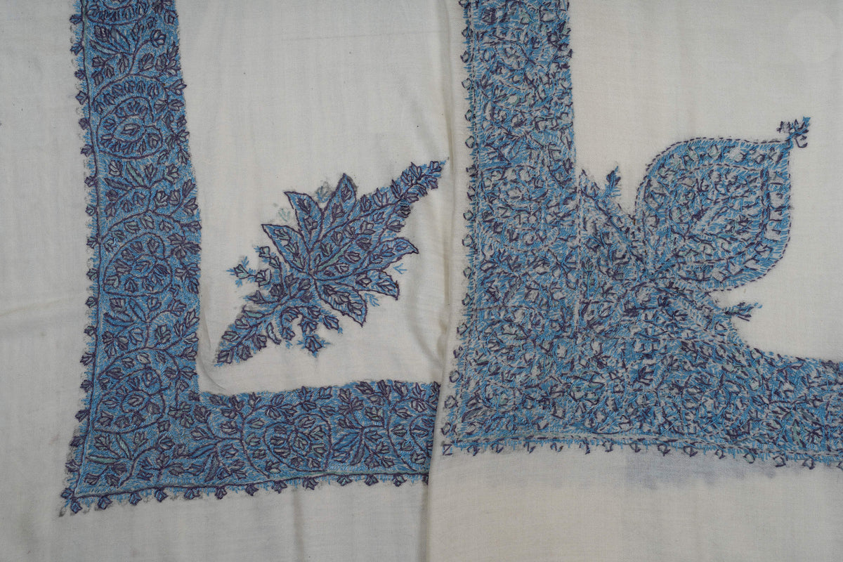 Azure Leaf Rumal 58 inches — Sozni Hand Embroidered
