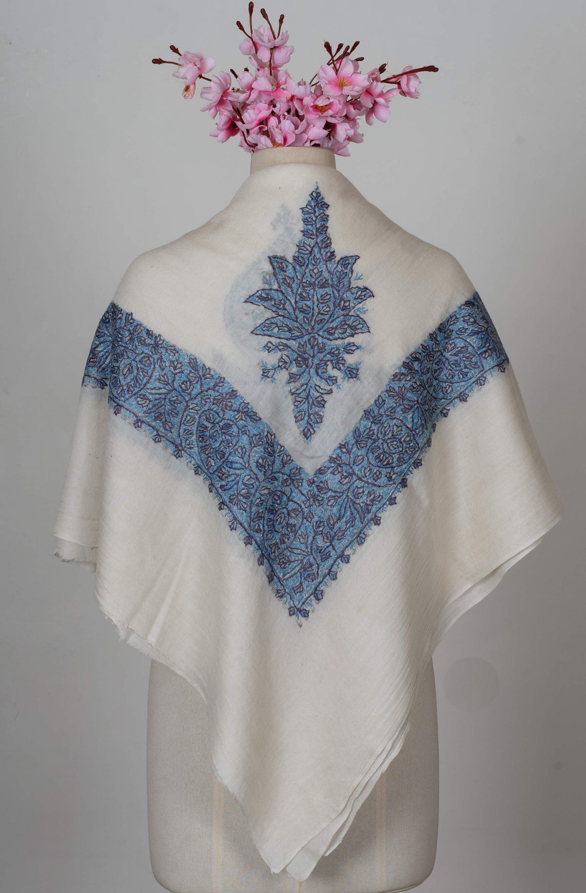 Azure Leaf Rumal 58 inches — Sozni Hand Embroidered