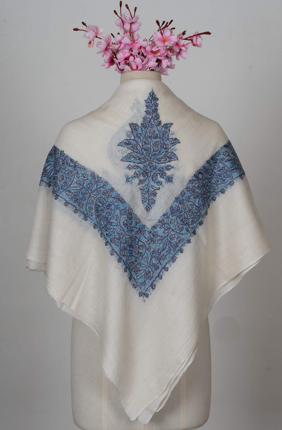 Azure Leaf Rumal 58 inches — Sozni Hand Embroidered