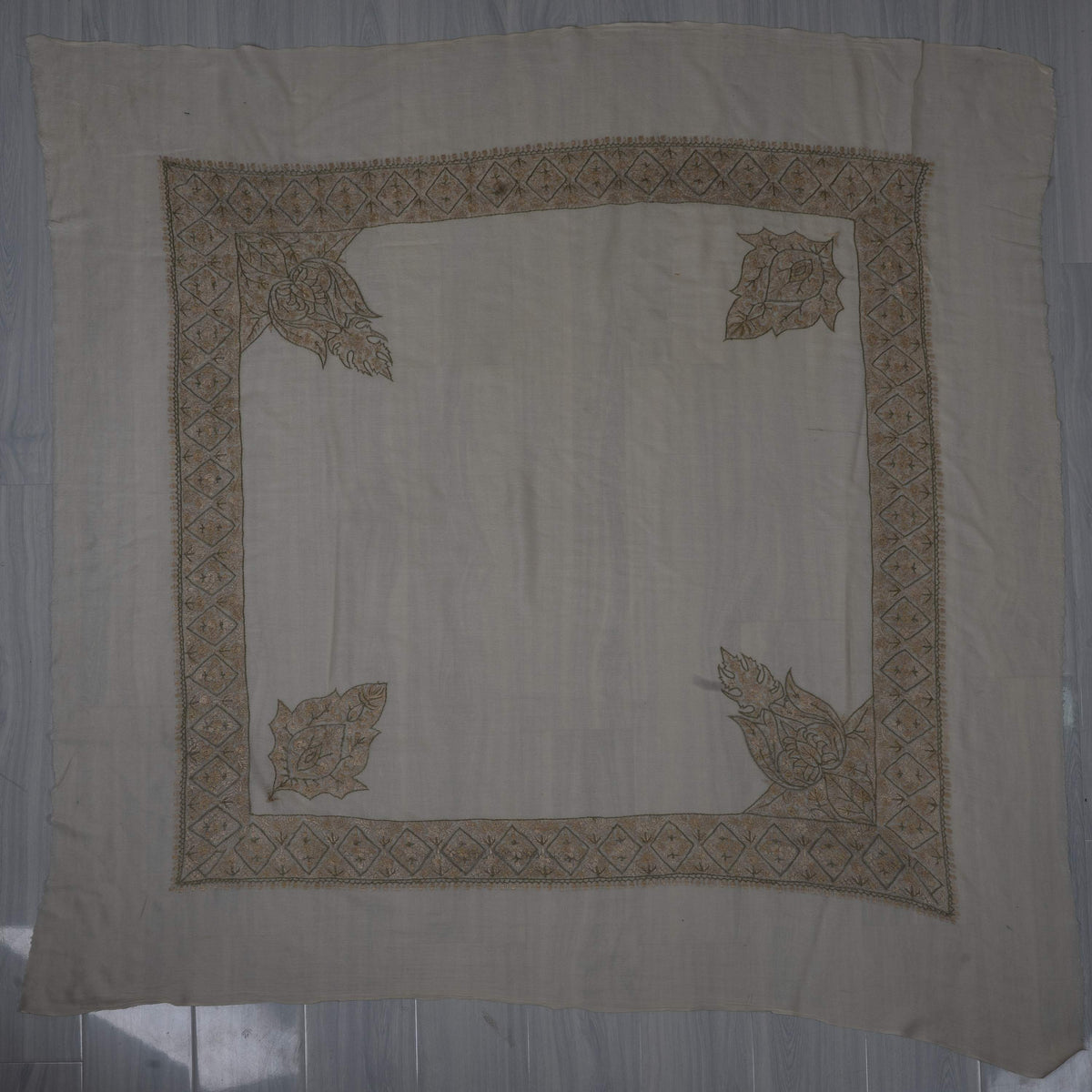 Champagne Lattice Rumal 58 inches — Sozni Hand Embroidered