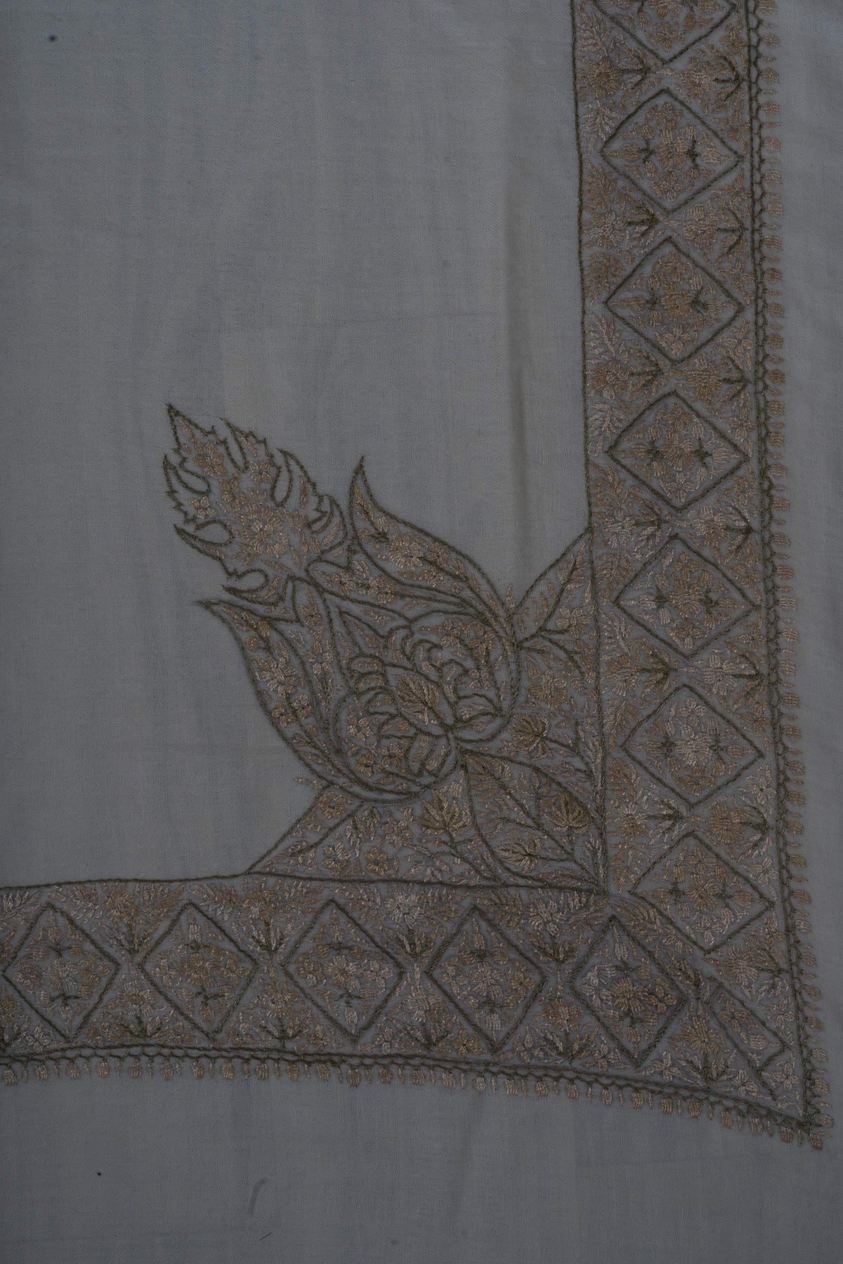 Champagne Lattice Rumal 58 inches — Sozni Hand Embroidered