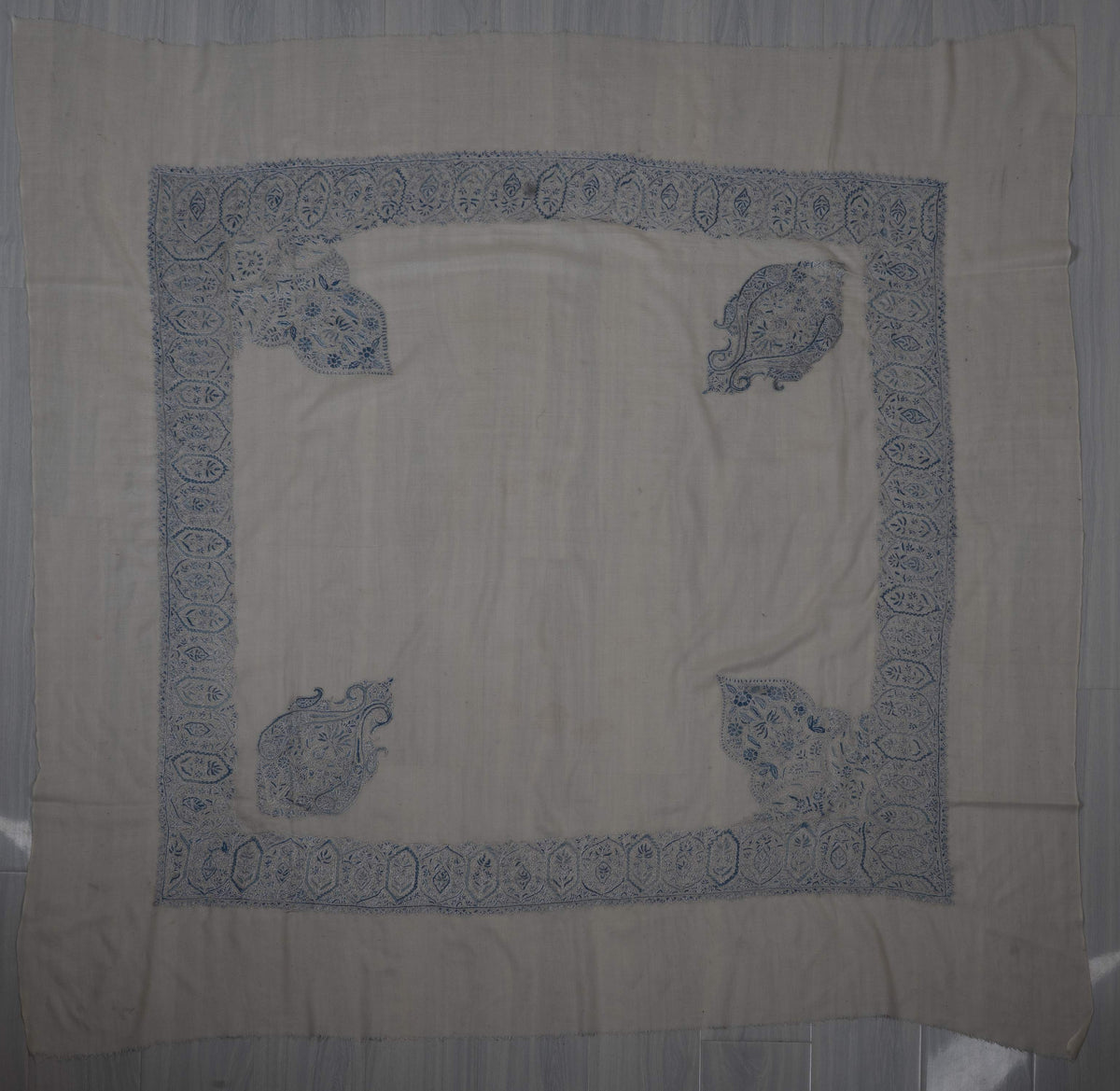 Azure Paisley Rumal 58 inches — Sozni Hand Embroidered