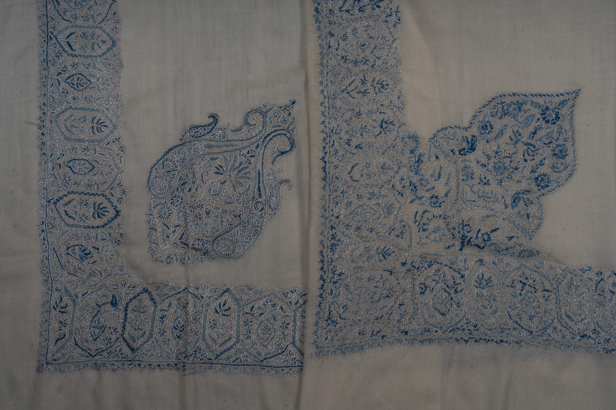 Azure Paisley Rumal 58 inches — Sozni Hand Embroidered