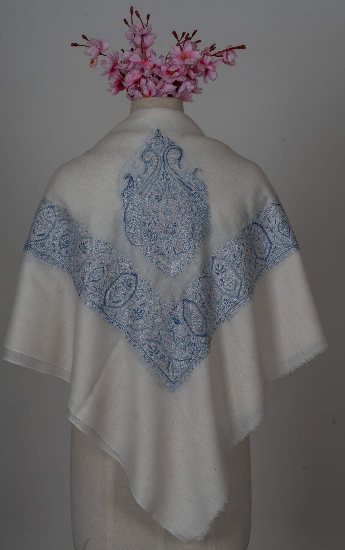 Azure Paisley Rumal 58 inches — Sozni Hand Embroidered