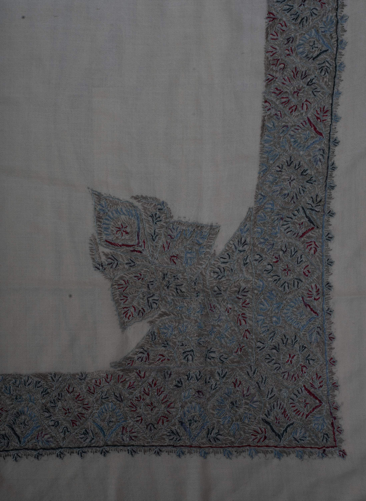 Glacier Bloom Rumal 58 inches — Sozni Hand Embroidered