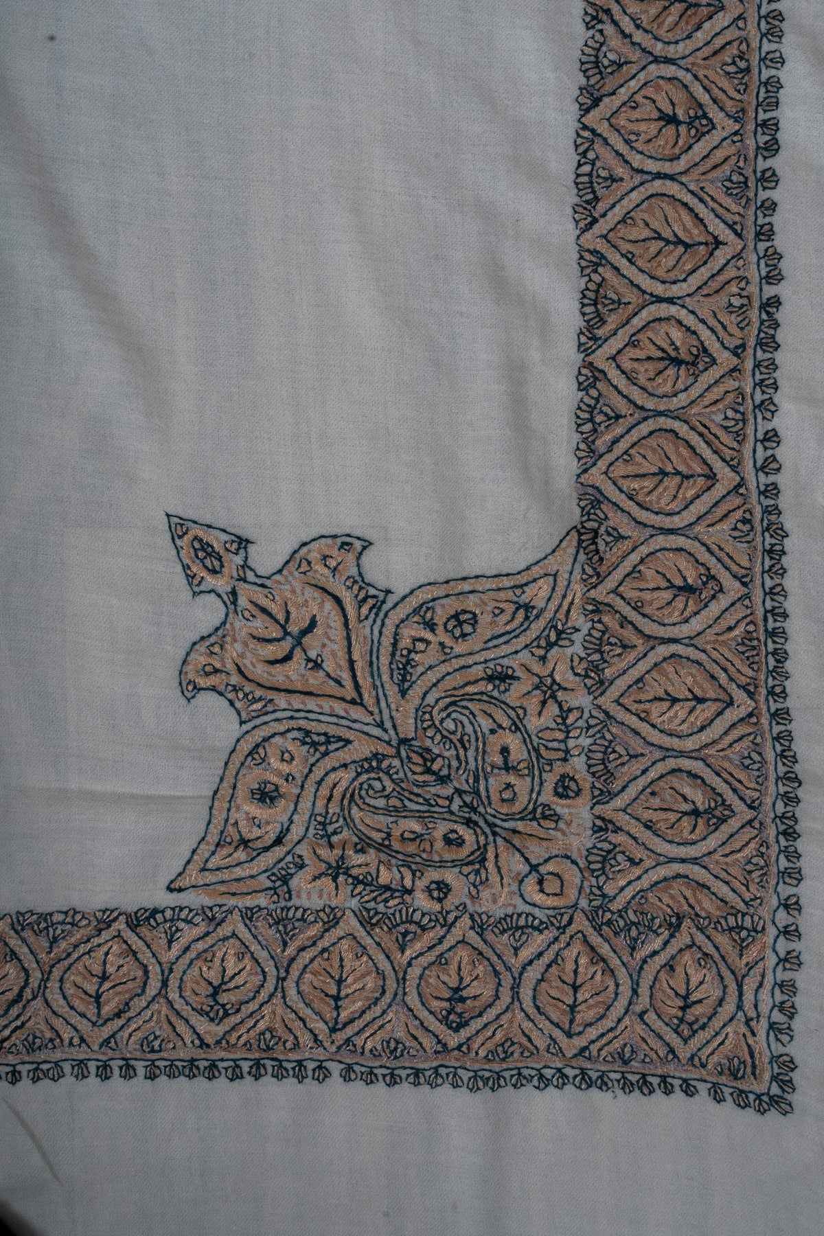 Sandstone Leaf Rumal 58 inches — Sozni Hand Embroidered