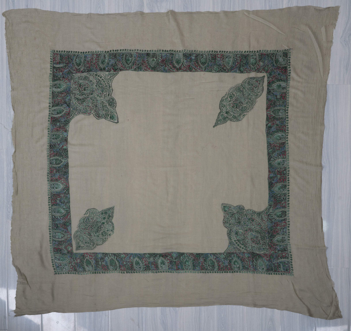 Jade Whisper Rumal 58 inches — Sozni Hand Embroidered