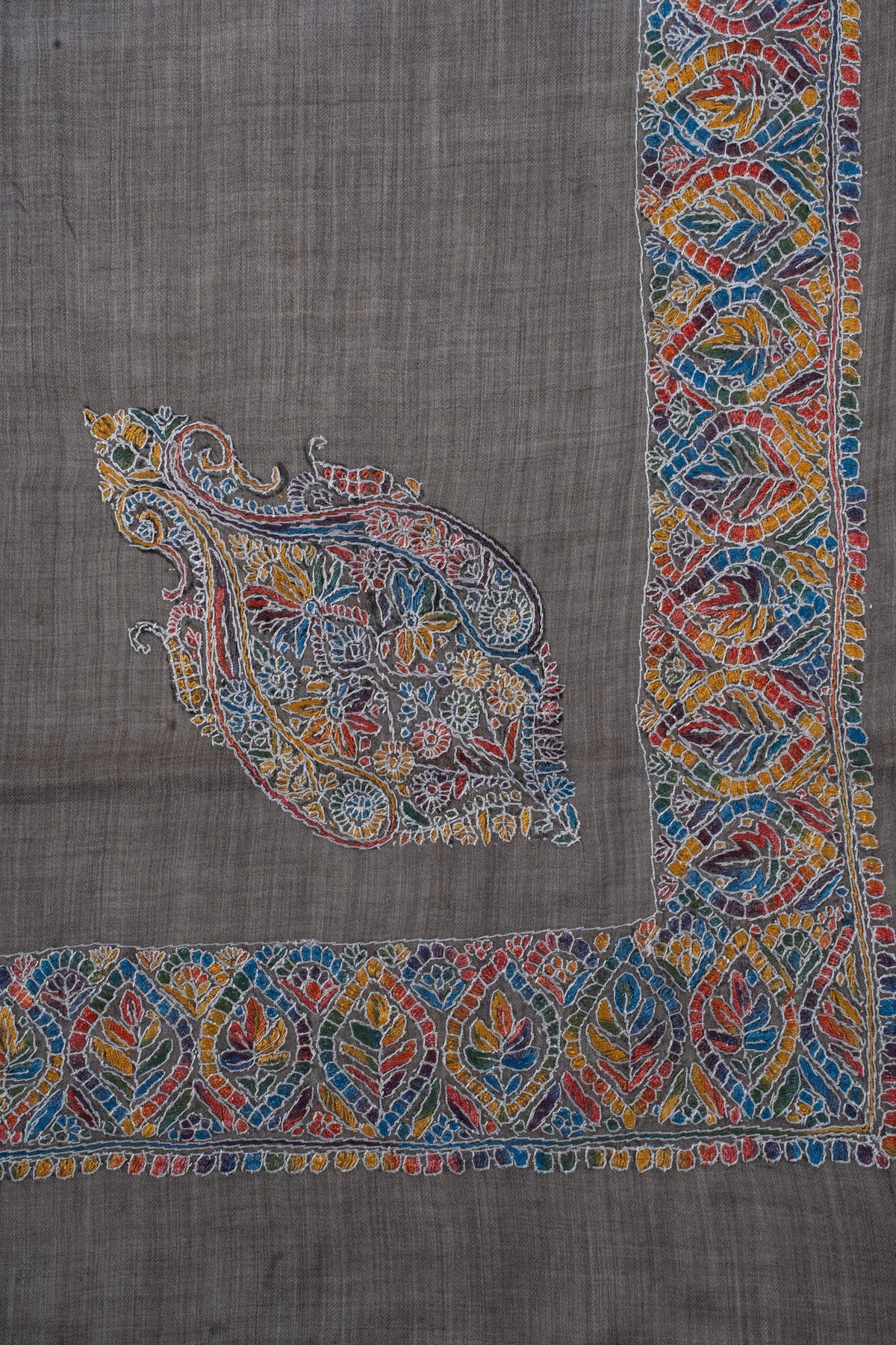 Slate Mosaic Rumal 58 inches — Sozni Hand Embroidered