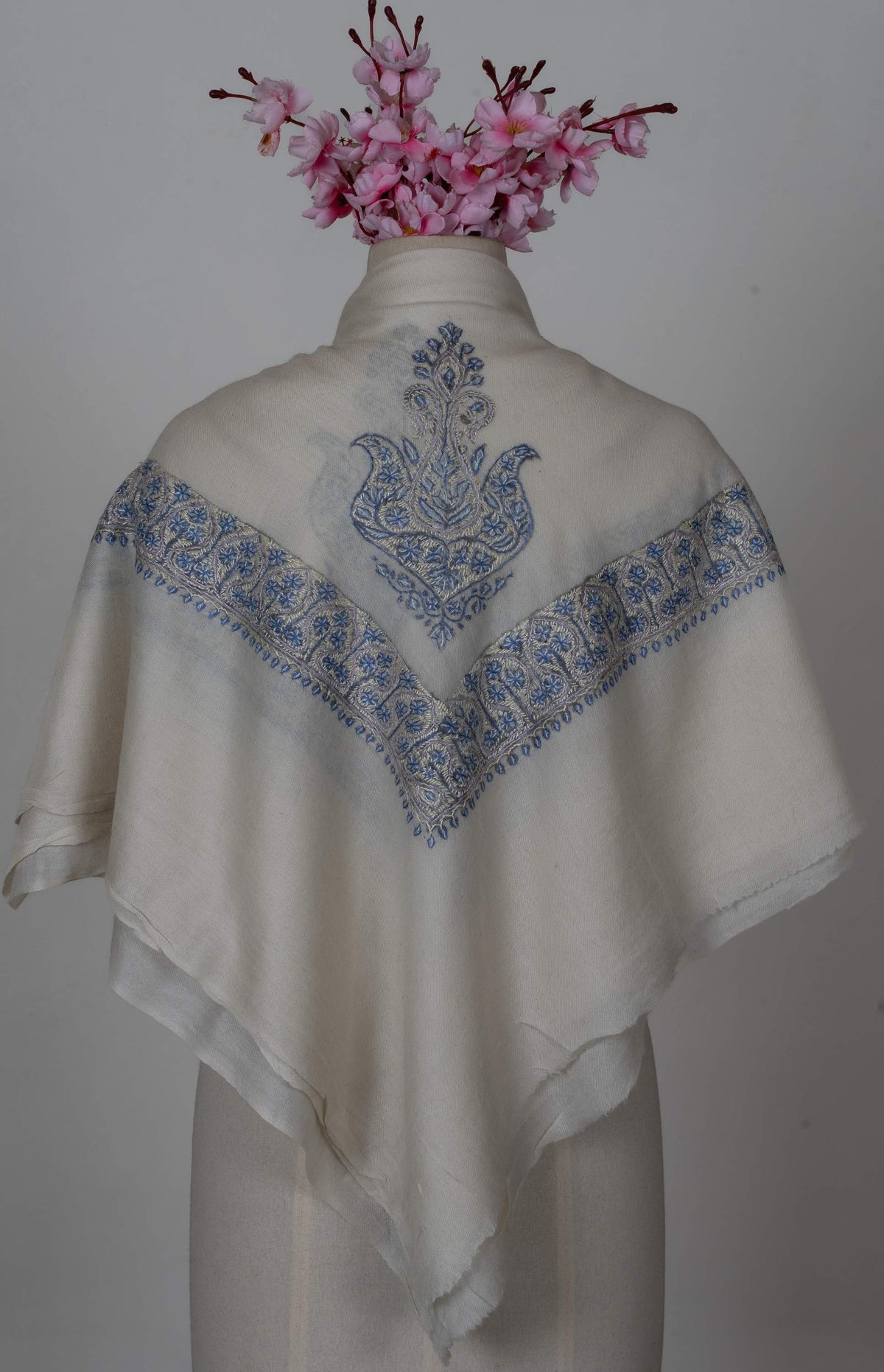 Ivory Sky Rumal 58 inches — Sozni Hand Embroidered