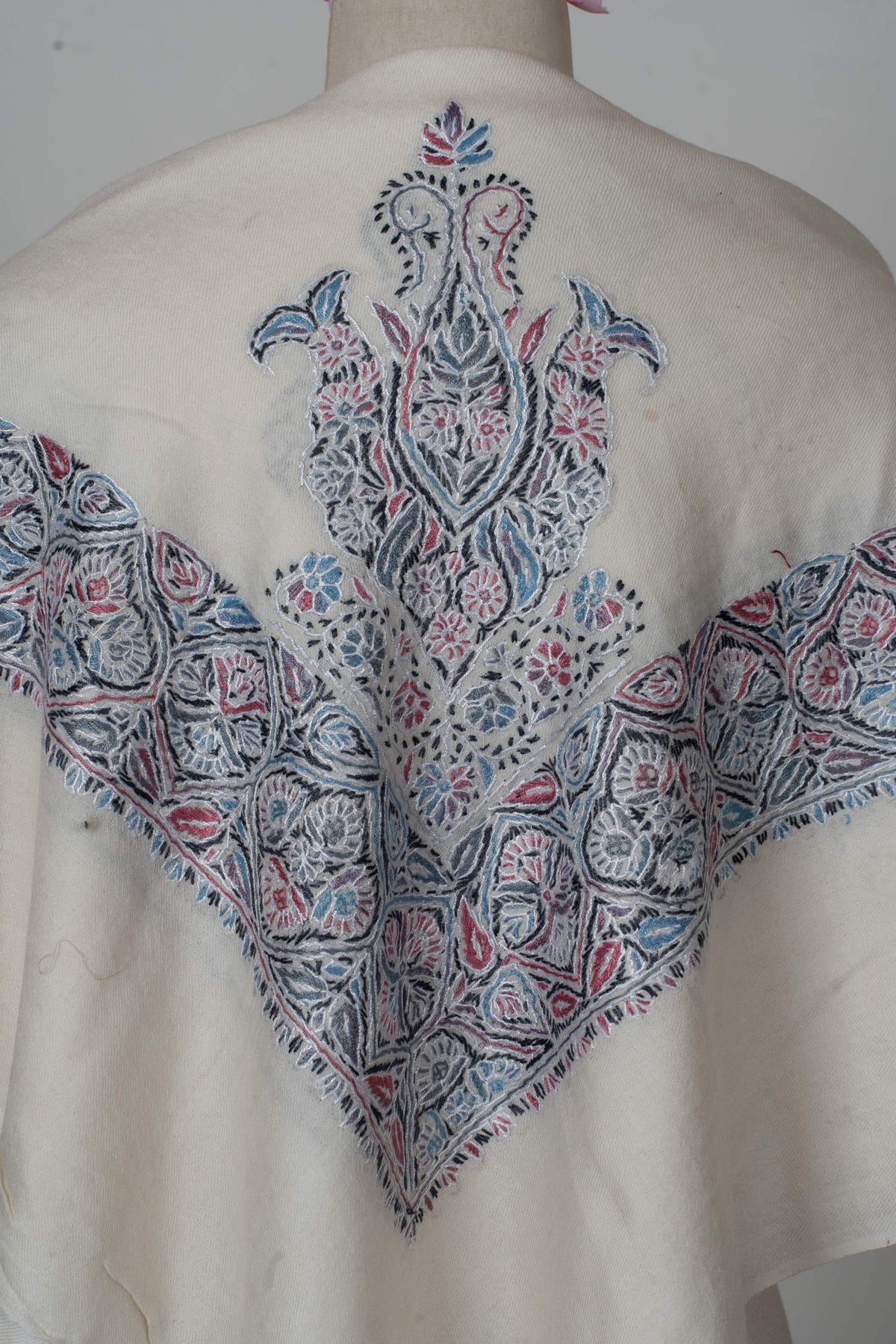 Ivory Petal Rumal 58 inches — Sozni Hand Embroidered