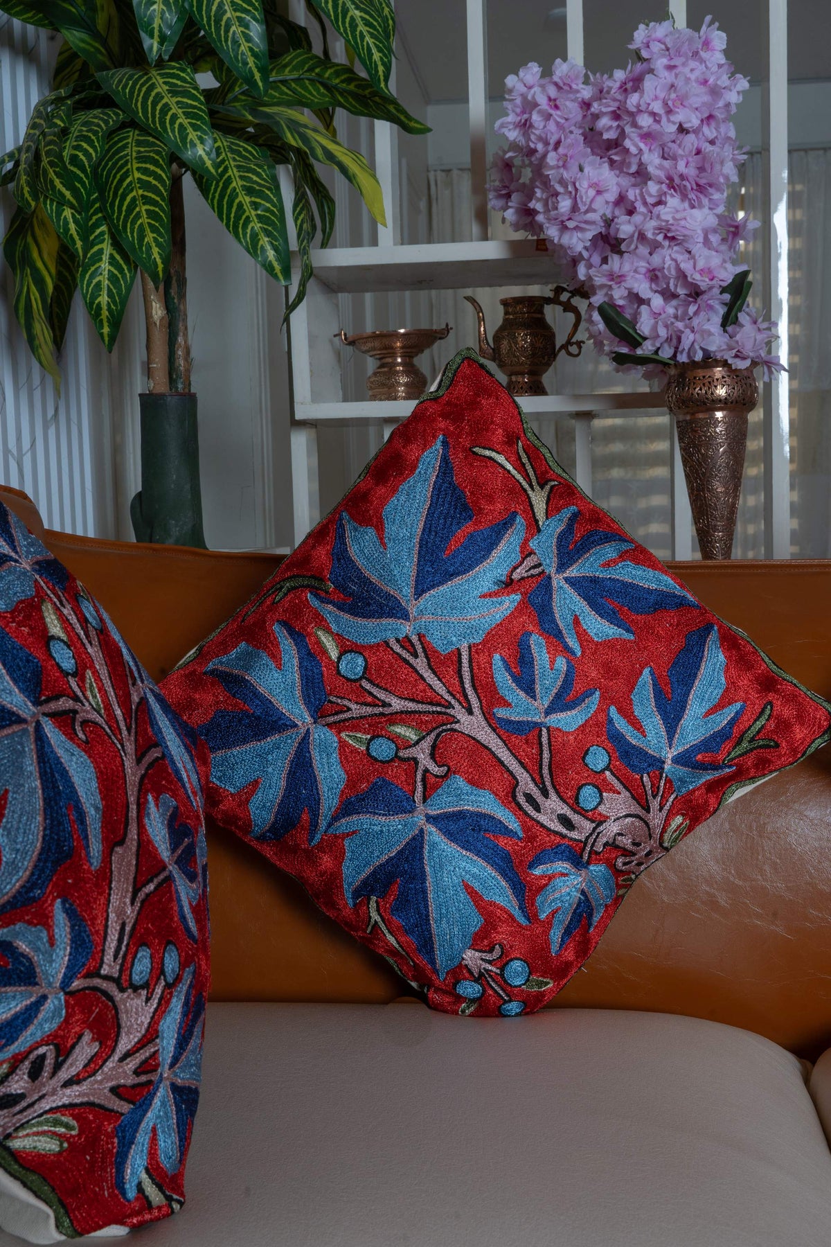 Set of 5 – 16” Hand-Embroidered Cushion Covers