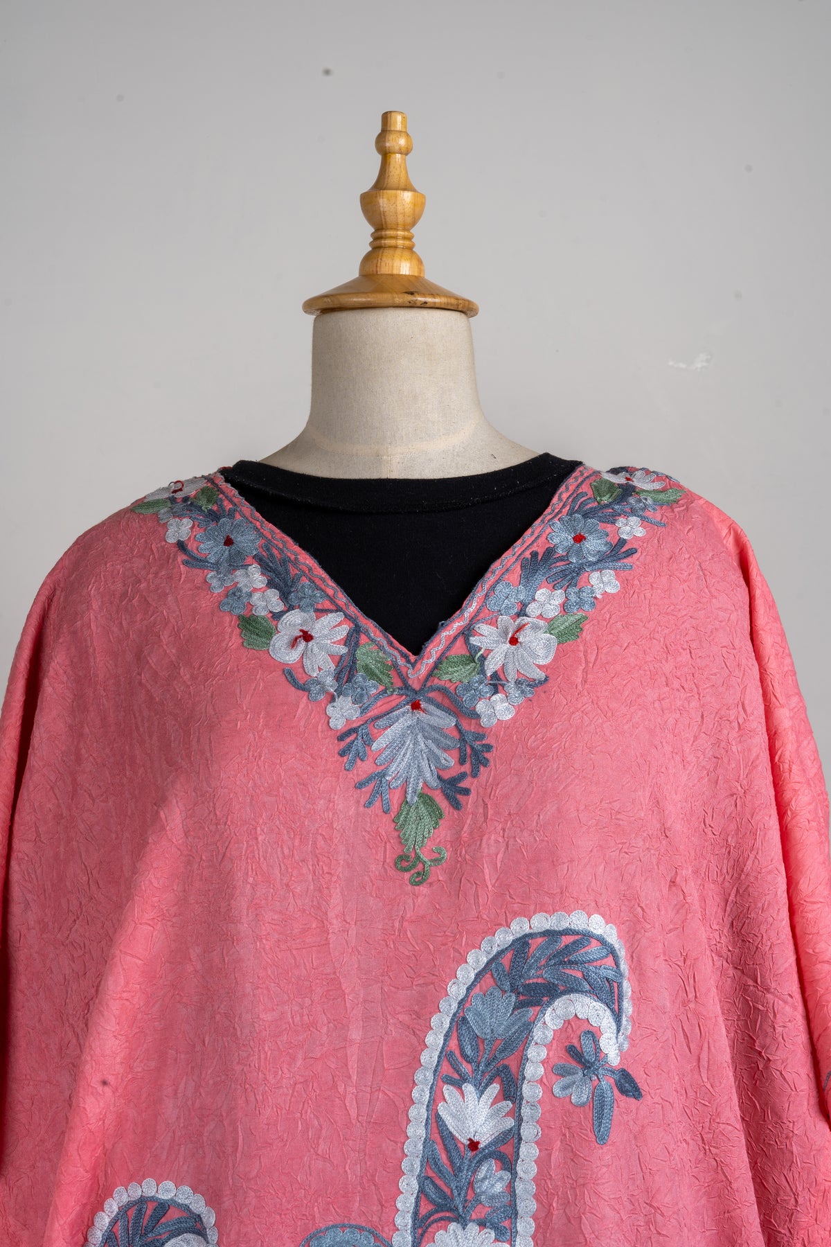 Coral Bloom Aari Embroidered Summer Kaftan