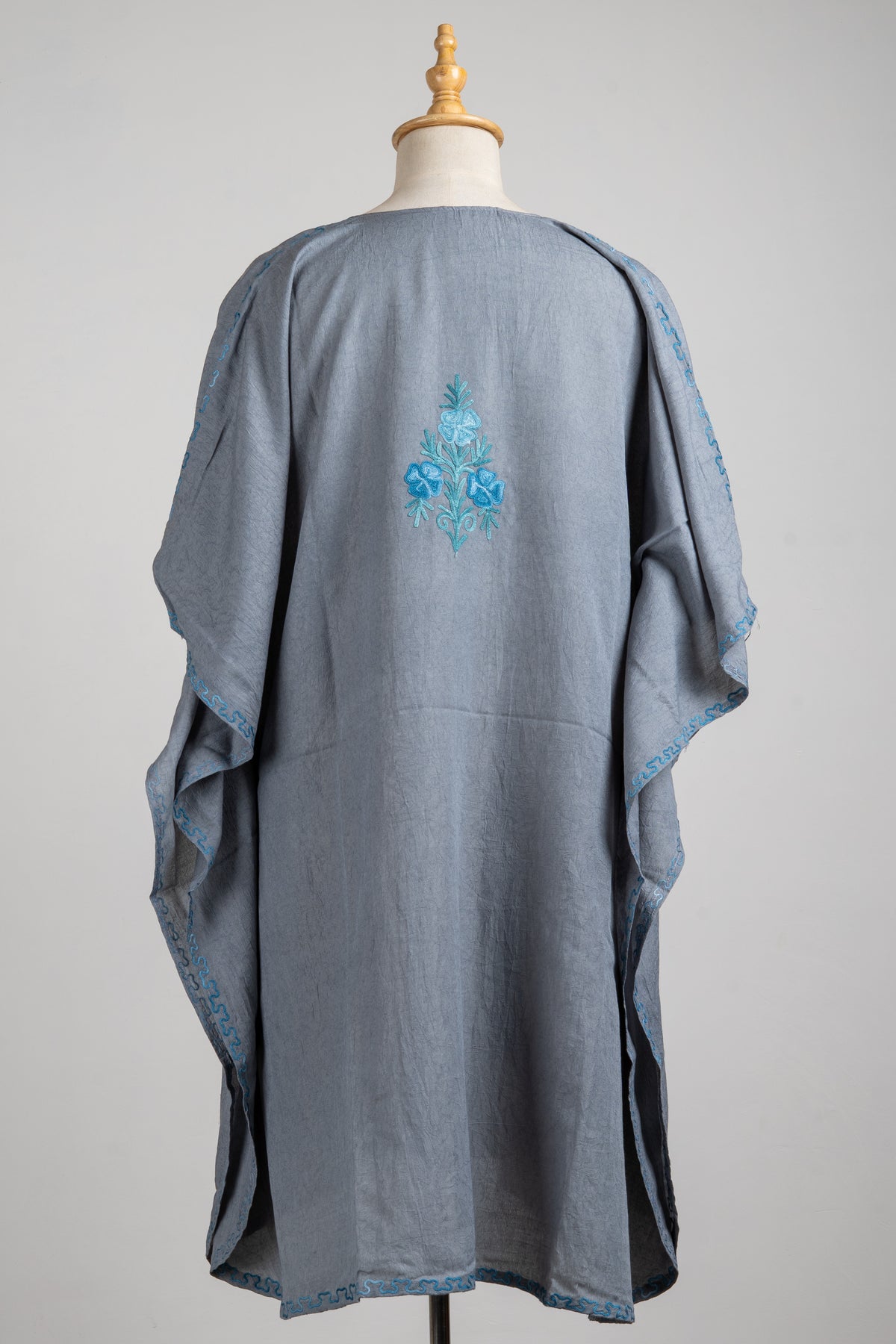 Misty Meadow Aari Embroidered Kaftans in Slate Grey