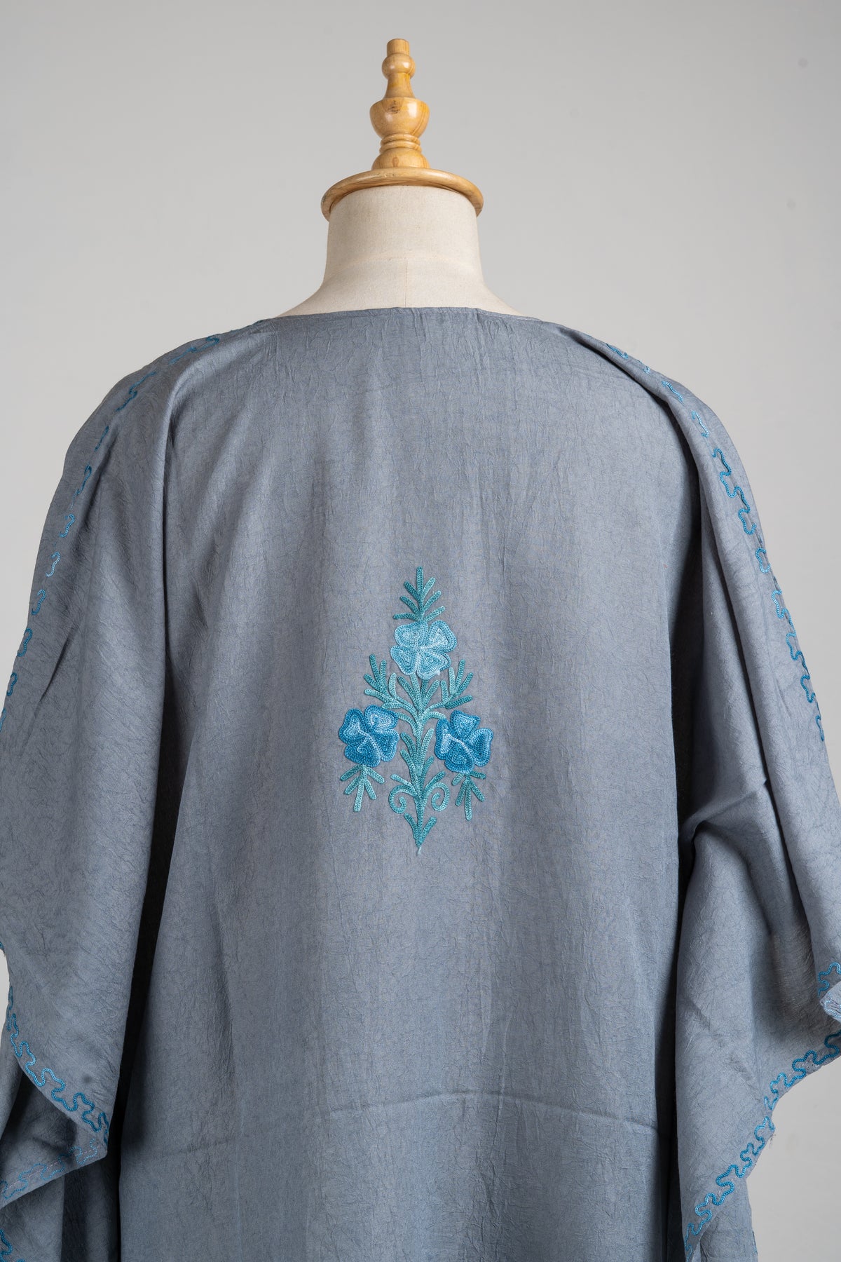 Misty Meadow Aari Embroidered Kaftans in Slate Grey