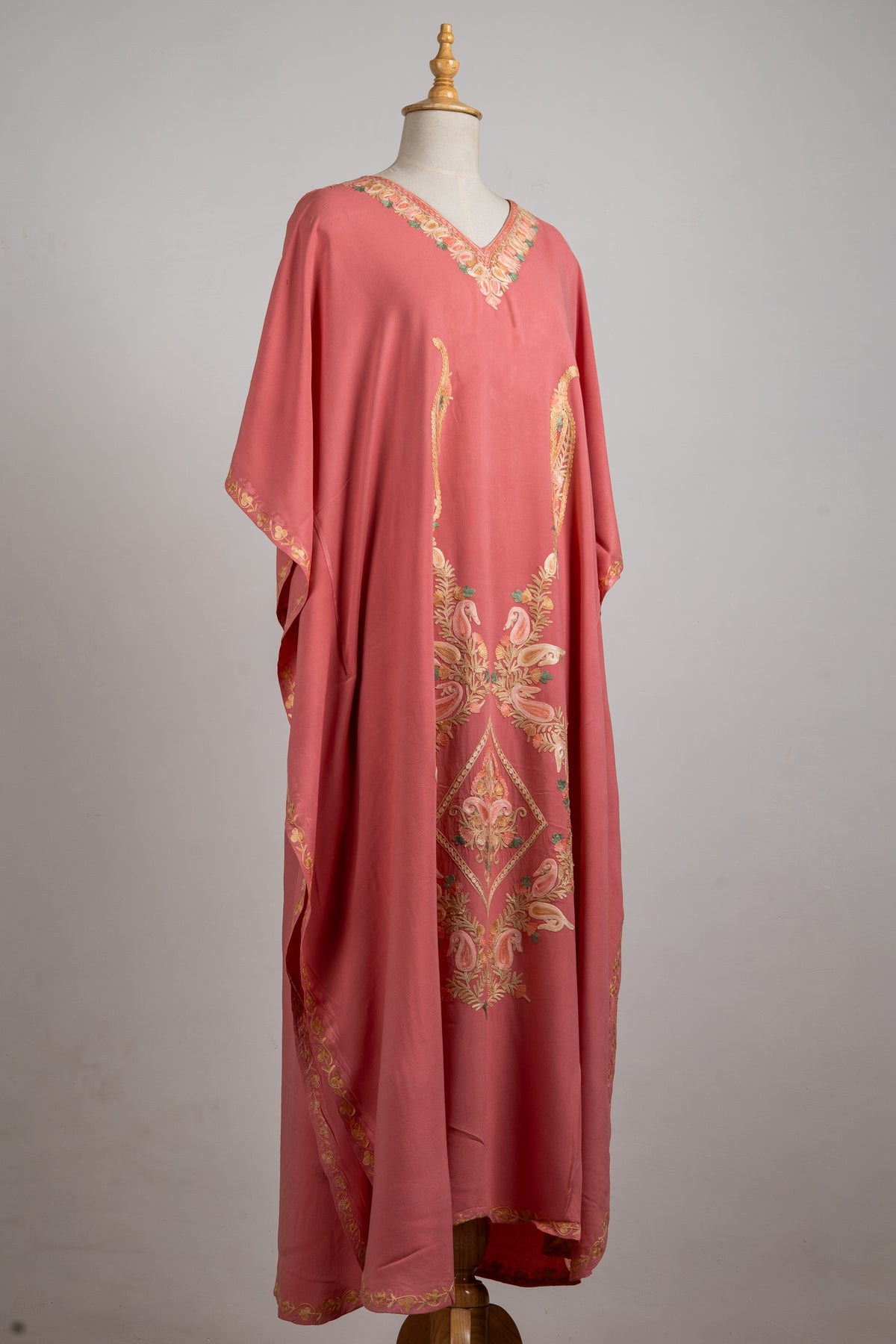 Blush Gold Aari Embroidered Kaftans with Paisley Elegance