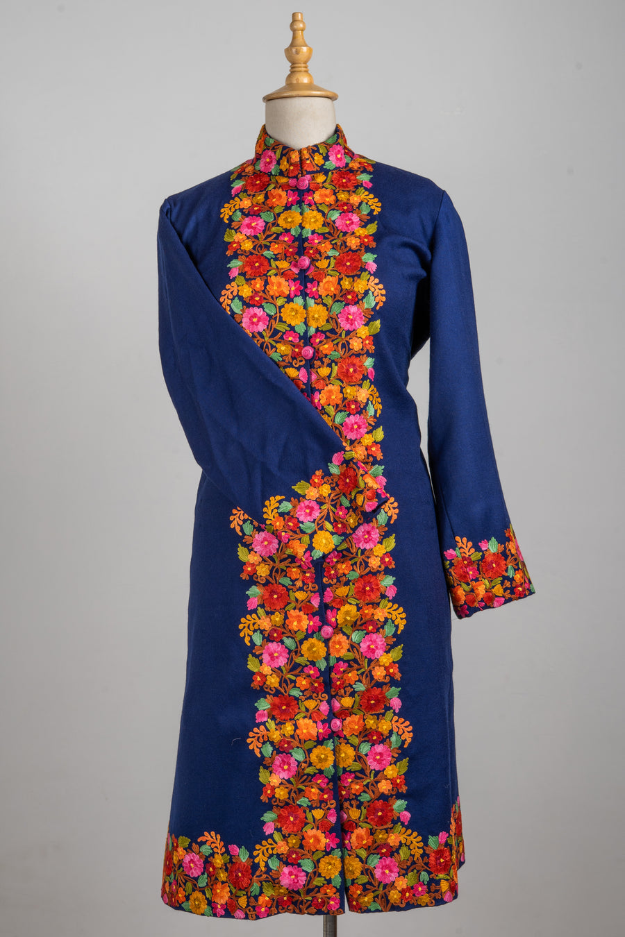 Midnight Bloom Aari Embroidered Long Jacket