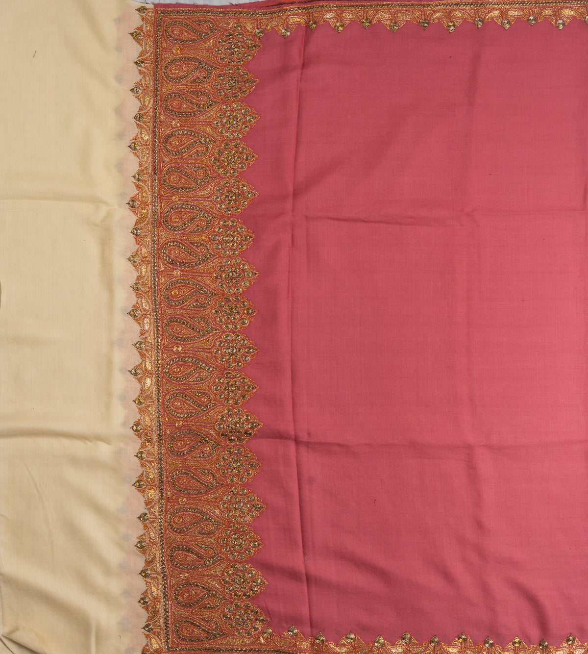 Rose Radiance Tilla Embroidered Merino Wool Shawl