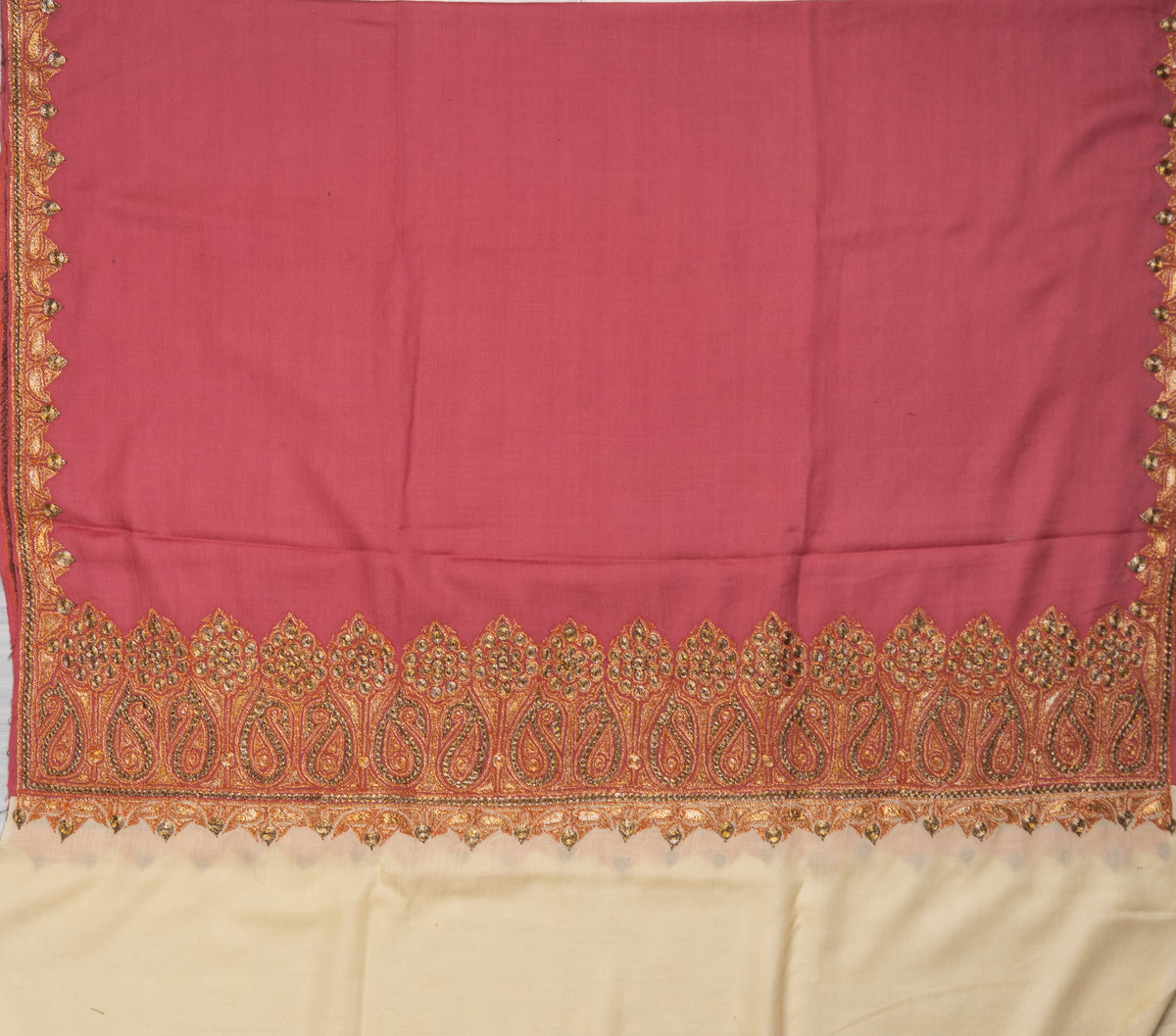 Rose Radiance Tilla Embroidered Merino Wool Shawl