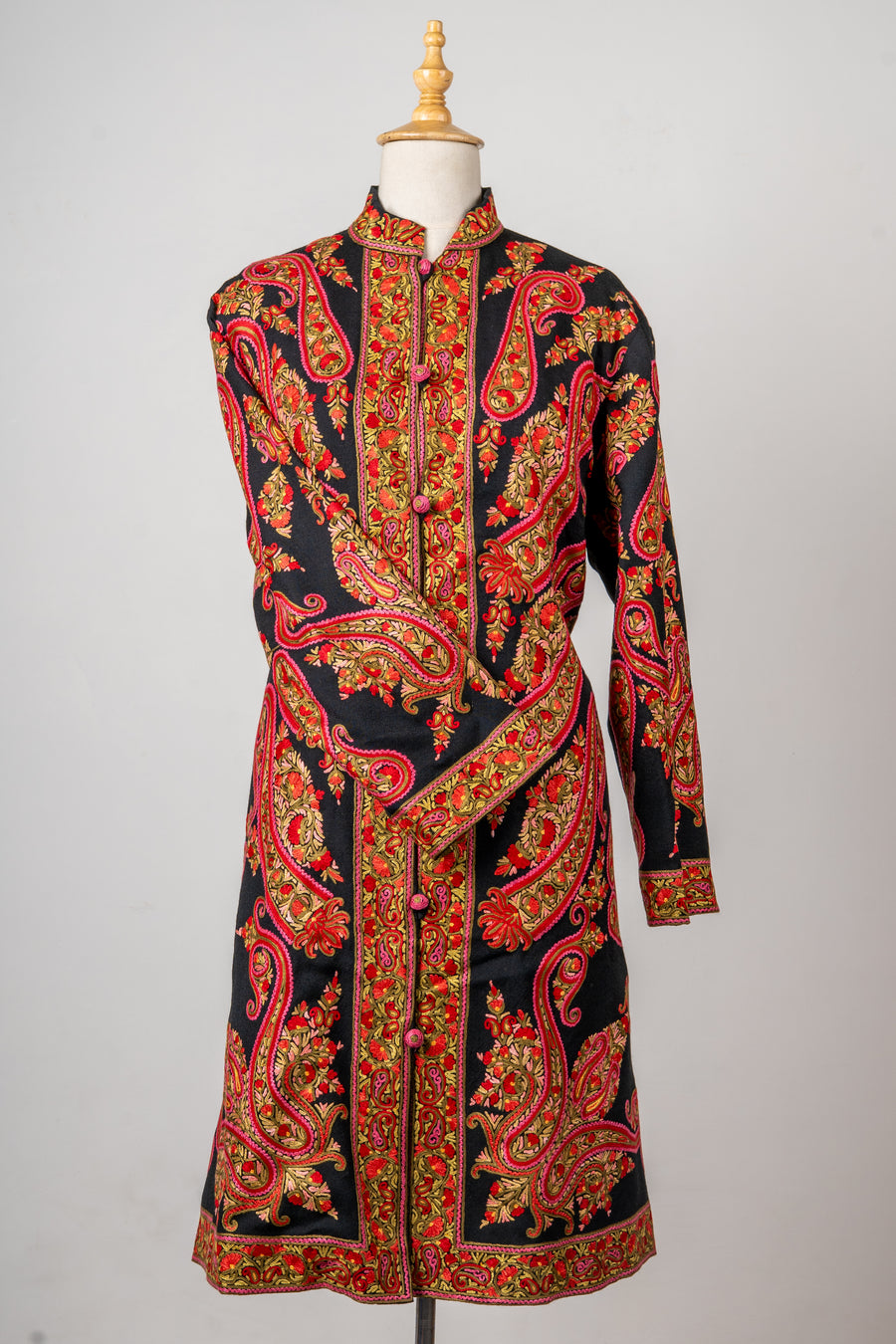 Royal Paisley Aari Hand-Embroidered Long Jacket
