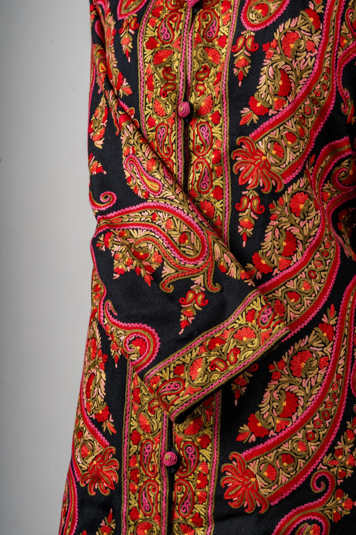 Royal Paisley Aari Hand-Embroidered Long Jacket