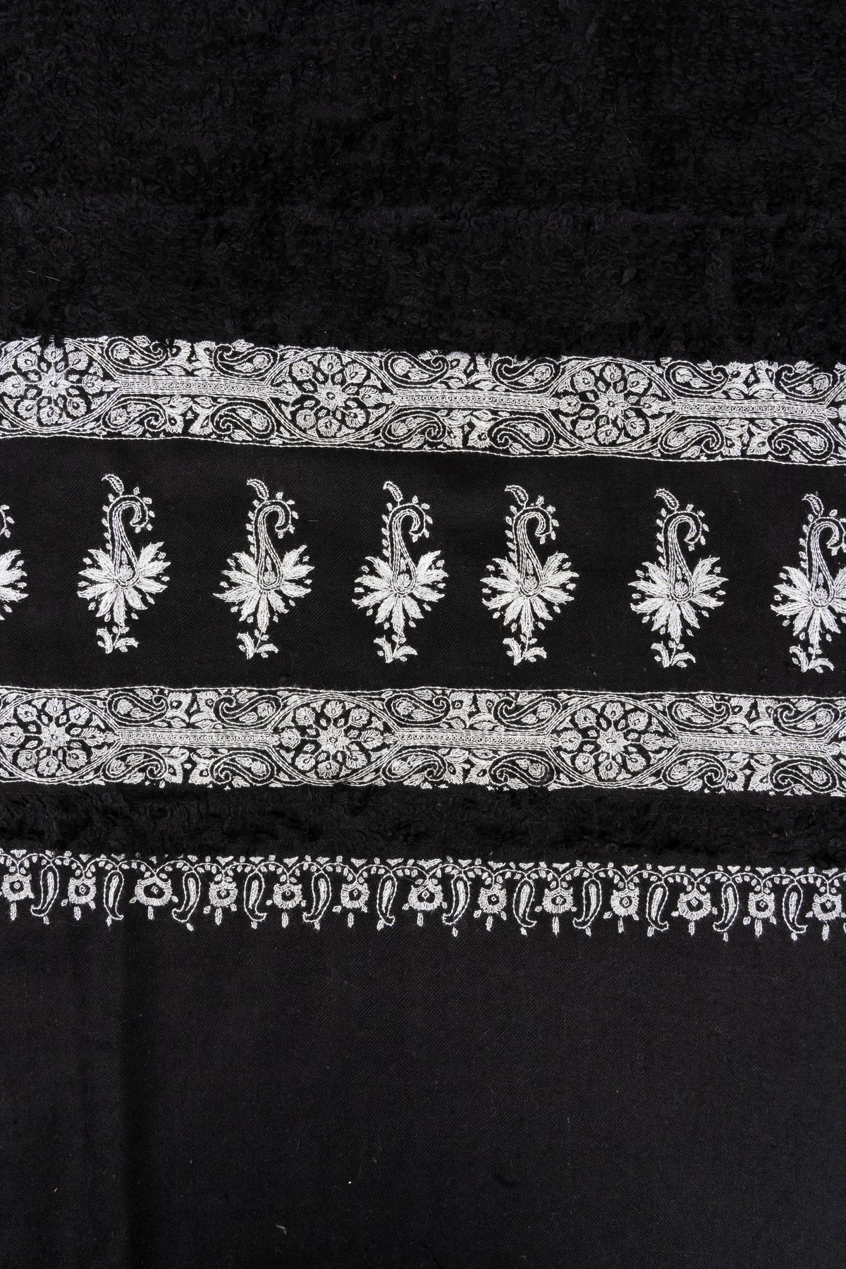 Noir Heritage: Pure Pashmina Sozni Hand Embroidered Shawl