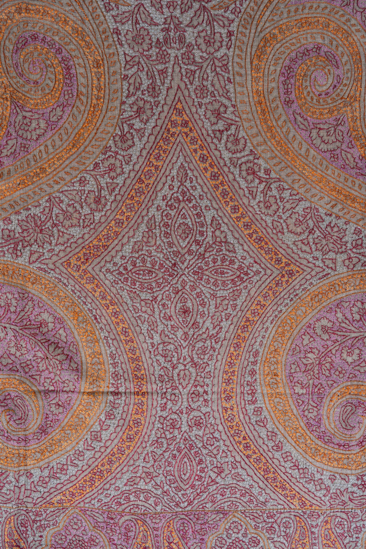 Blush Gold Paisley Symphony: Merino Wool Hand Embroidered